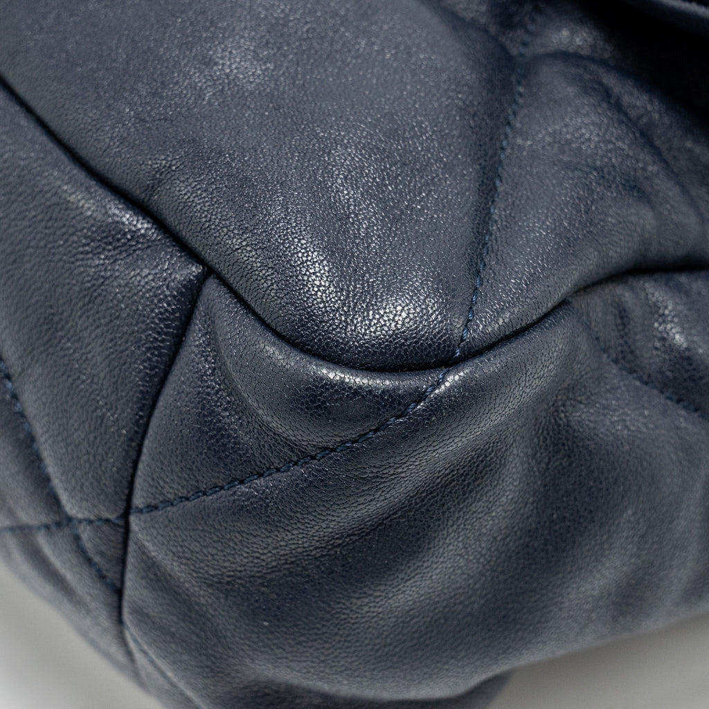 CHANEL LARGE 19 BAG 30CM LAMBSKIN NAVY MULTICOLOUR HARDWARE