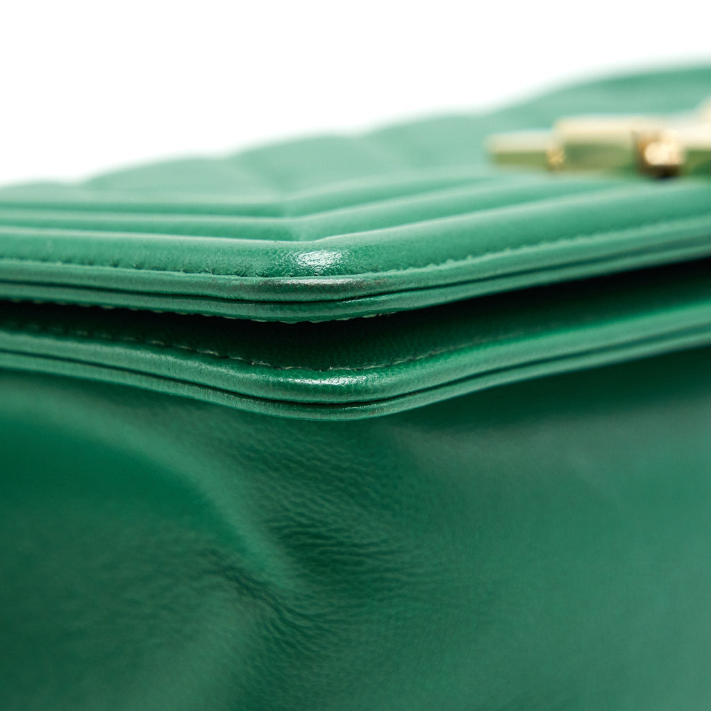 CHANEL SMALL BOY BAG LAMBSKIN GREEN LGHW