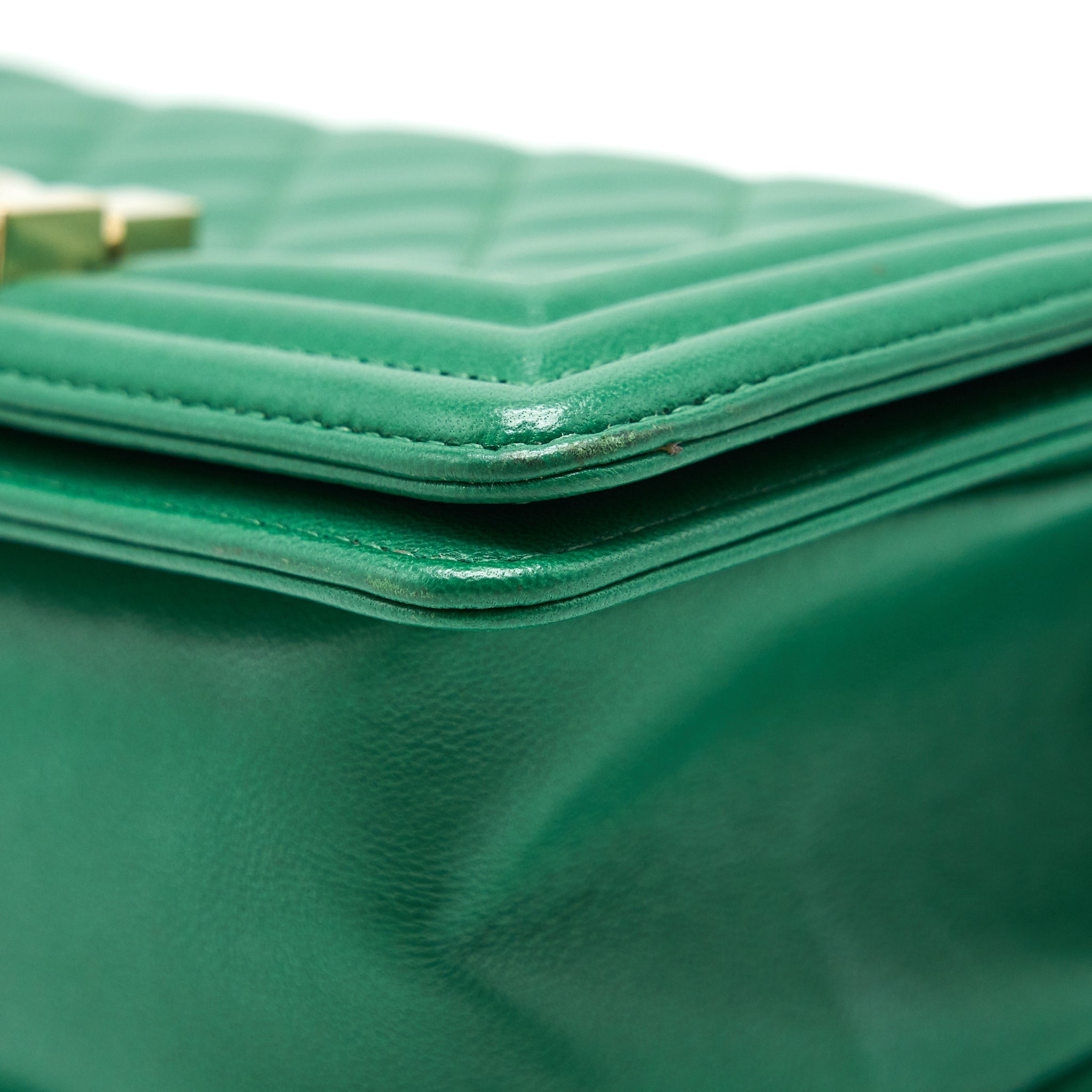 CHANEL SMALL BOY BAG LAMBSKIN GREEN LGHW