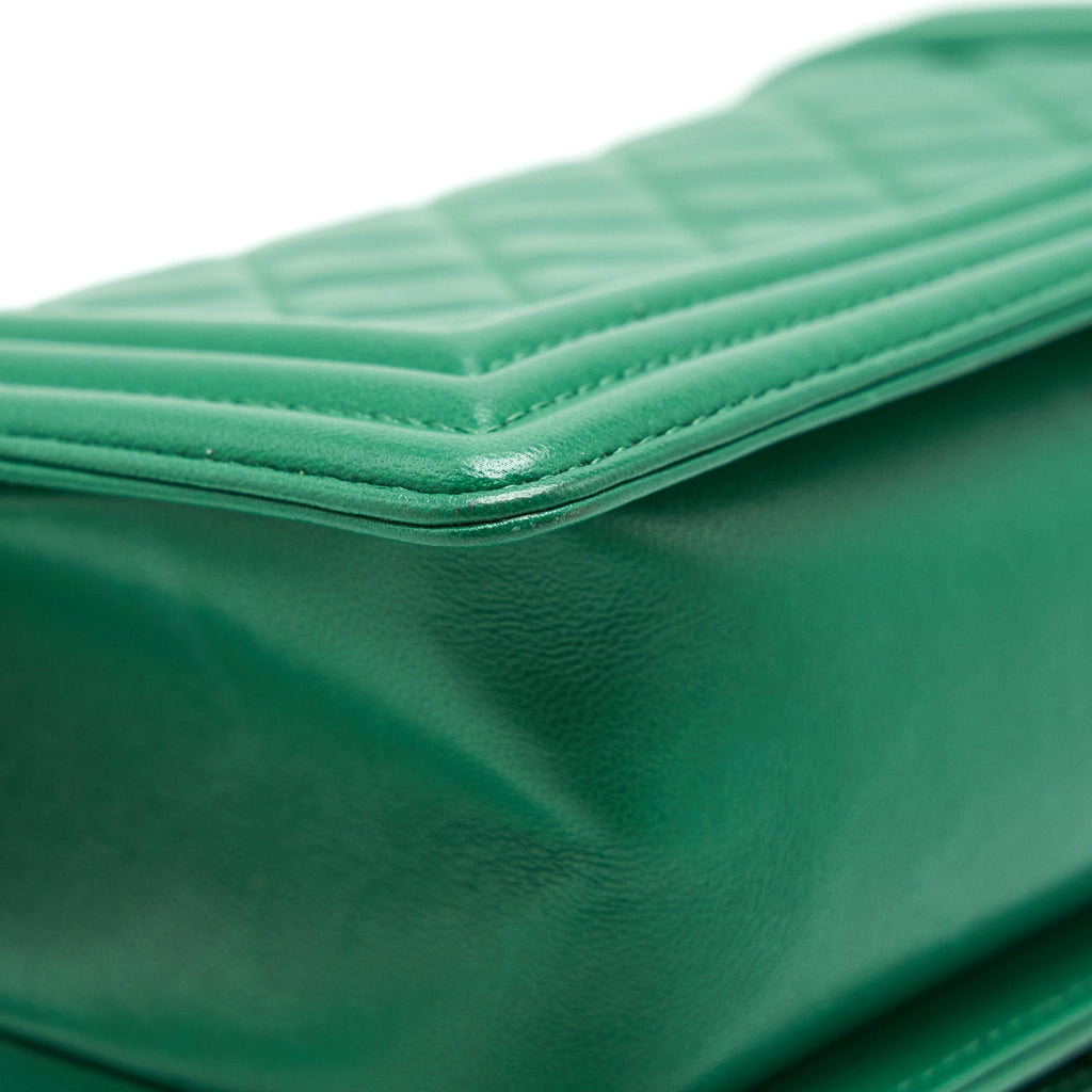 CHANEL SMALL BOY BAG LAMBSKIN GREEN LGHW