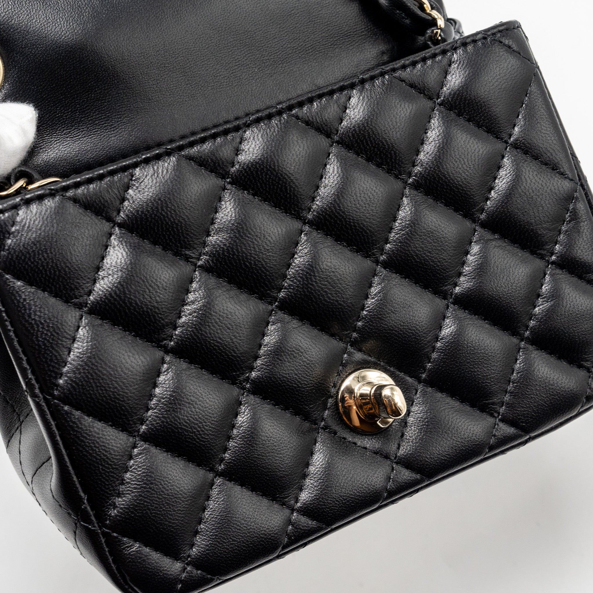CHANEL MINI SQUARE FLAP BAG LAMBSKIN BLACK LGHW (MICROCHIP)