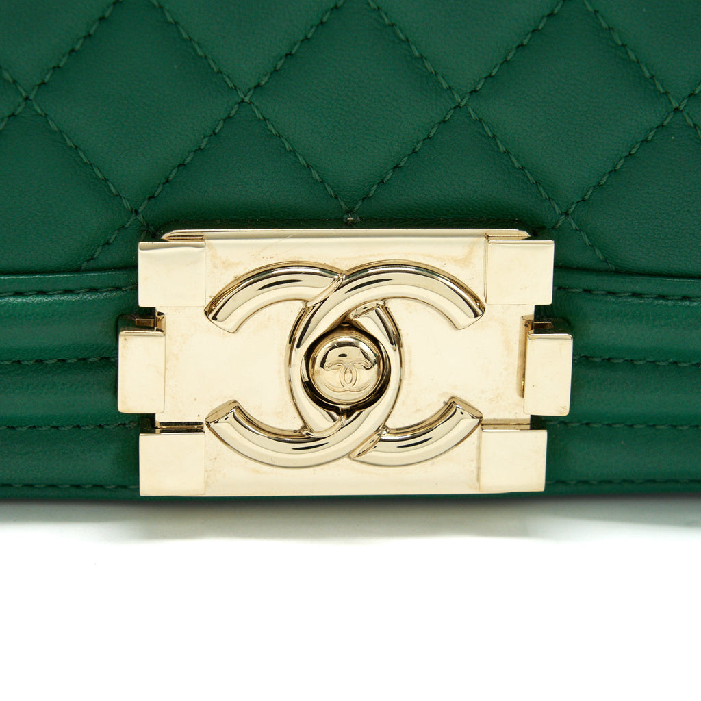 CHANEL SMALL BOY BAG LAMBSKIN GREEN LGHW