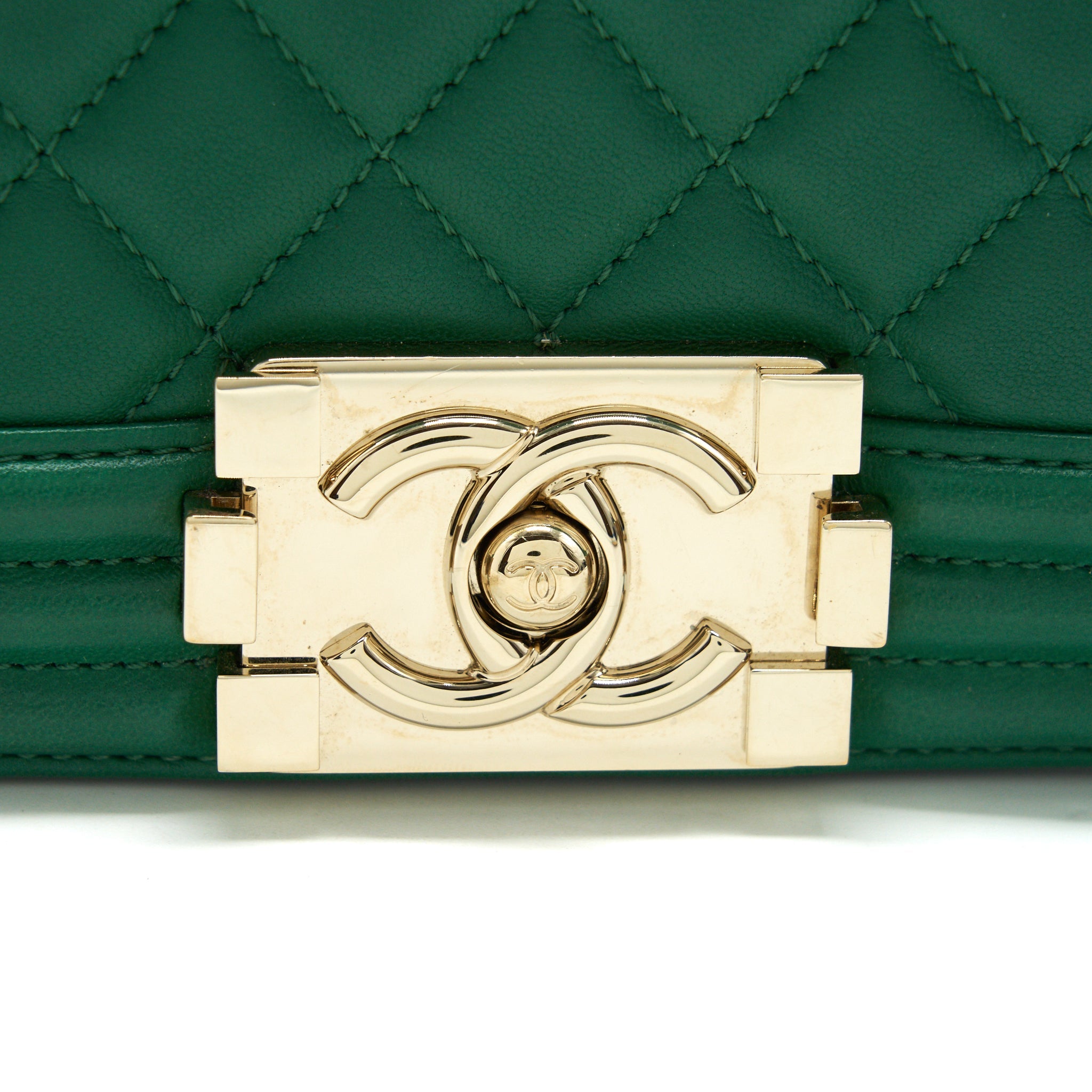 CHANEL SMALL BOY BAG LAMBSKIN GREEN LGHW