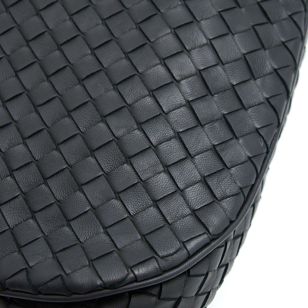 BOTTEGA VENETA INTRECCIATO FLAP BAG BLACK