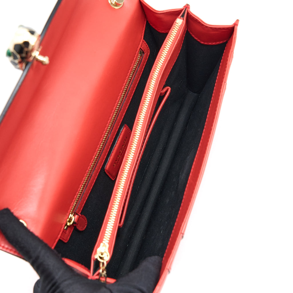 BVLGARI SERPENTI FOREVER SHOULDER BAG CALFSKIN RED LGHW