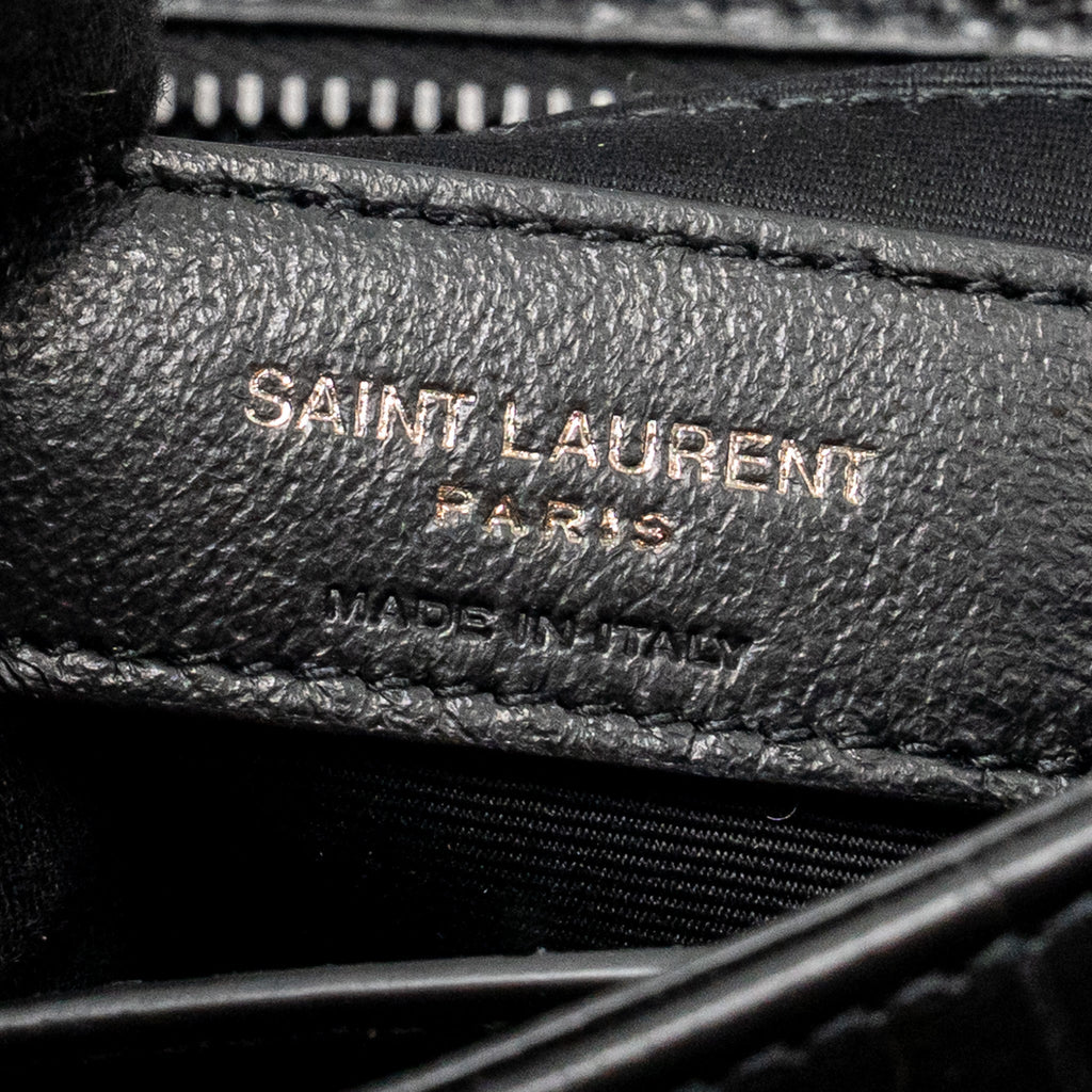SAINT LAURENT / YSL MEDIUM NIKI BAG CROCODILE-EMBOSSED BLACK CALFSKIN BLACK HARDWARE