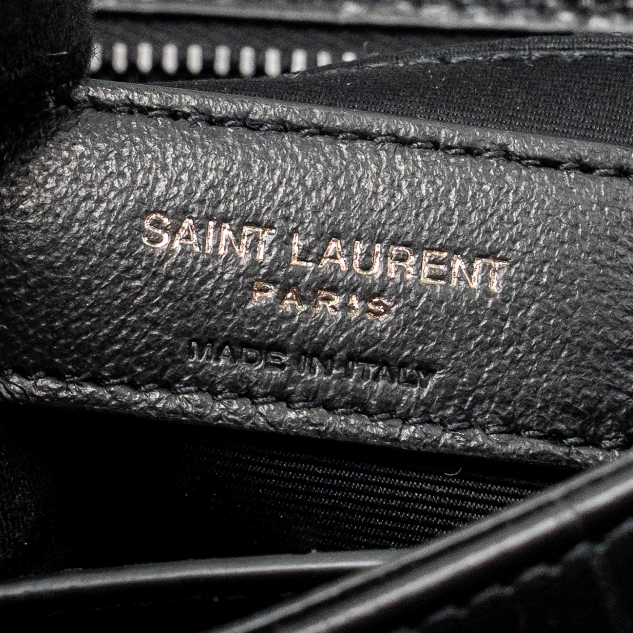 SAINT LAURENT / YSL MEDIUM NIKI BAG CROCODILE-EMBOSSED BLACK CALFSKIN BLACK HARDWARE