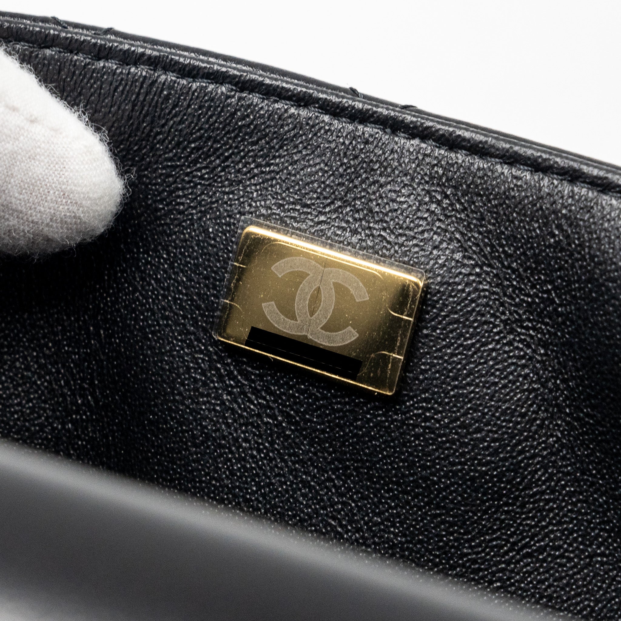 CHANEL MINI SQUARE FLAP BAG LAMBSKIN BLACK LGHW (MICROCHIP)