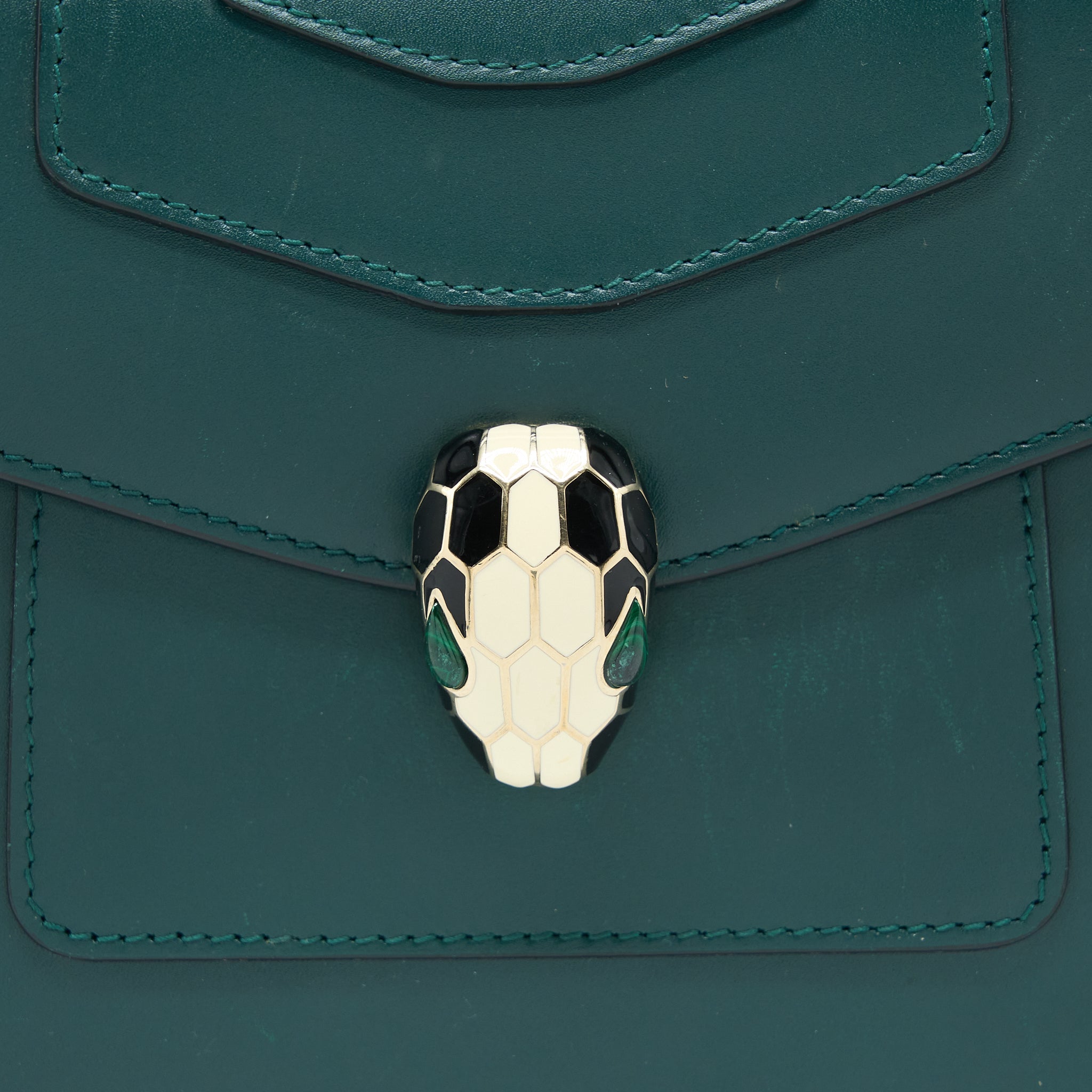BVLGARI TOP HANDLE SERPENTI BAG CALFSKIN GREEN LGHW