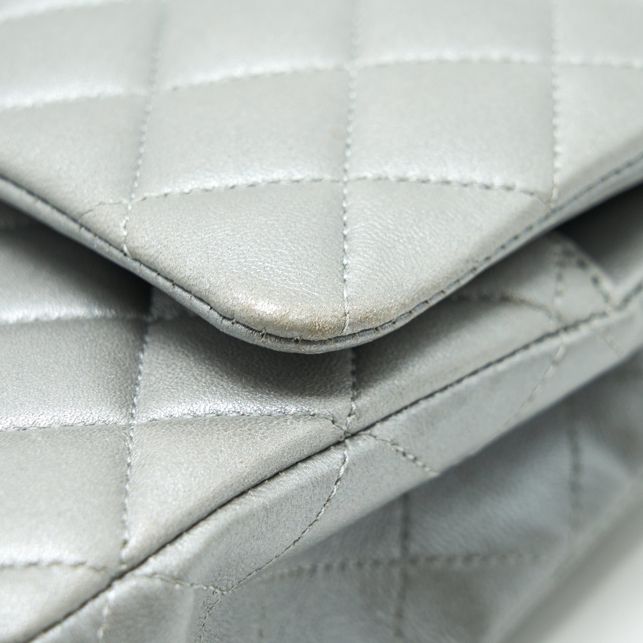 CHANEL MEDIUM CLASSIC FLAP BAG SILVER GREY SHW