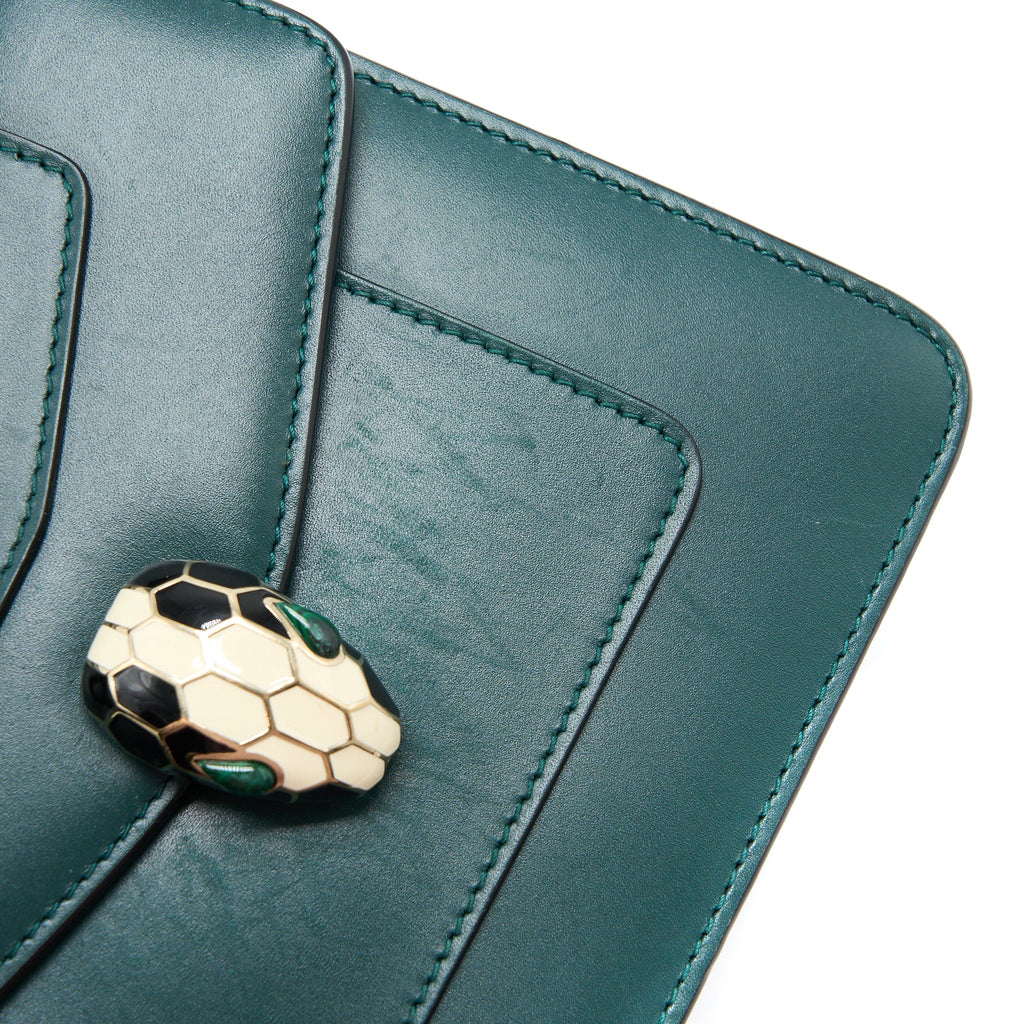 BVLGARI TOP HANDLE SERPENTI BAG CALFSKIN GREEN LGHW