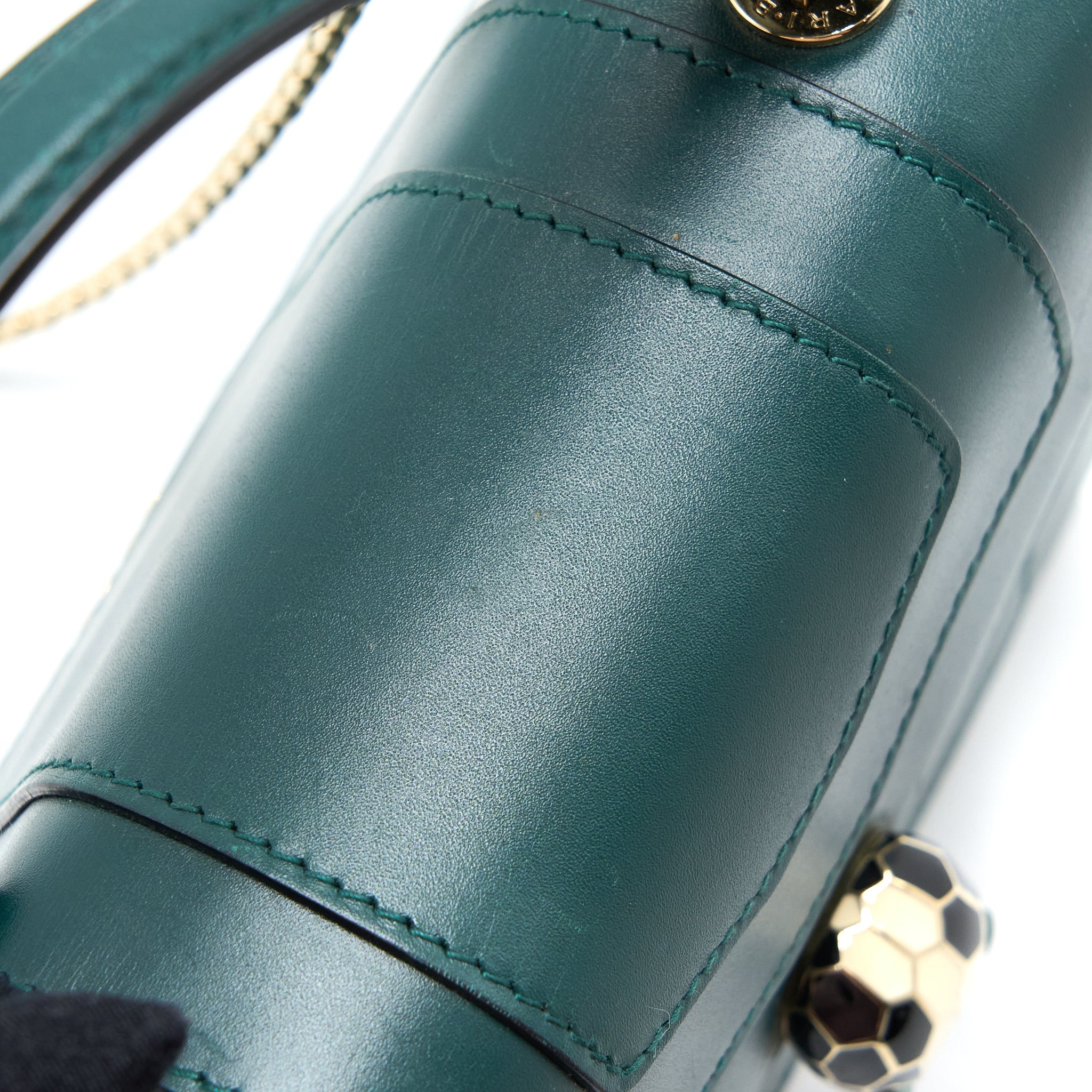 BVLGARI TOP HANDLE SERPENTI BAG CALFSKIN GREEN LGHW