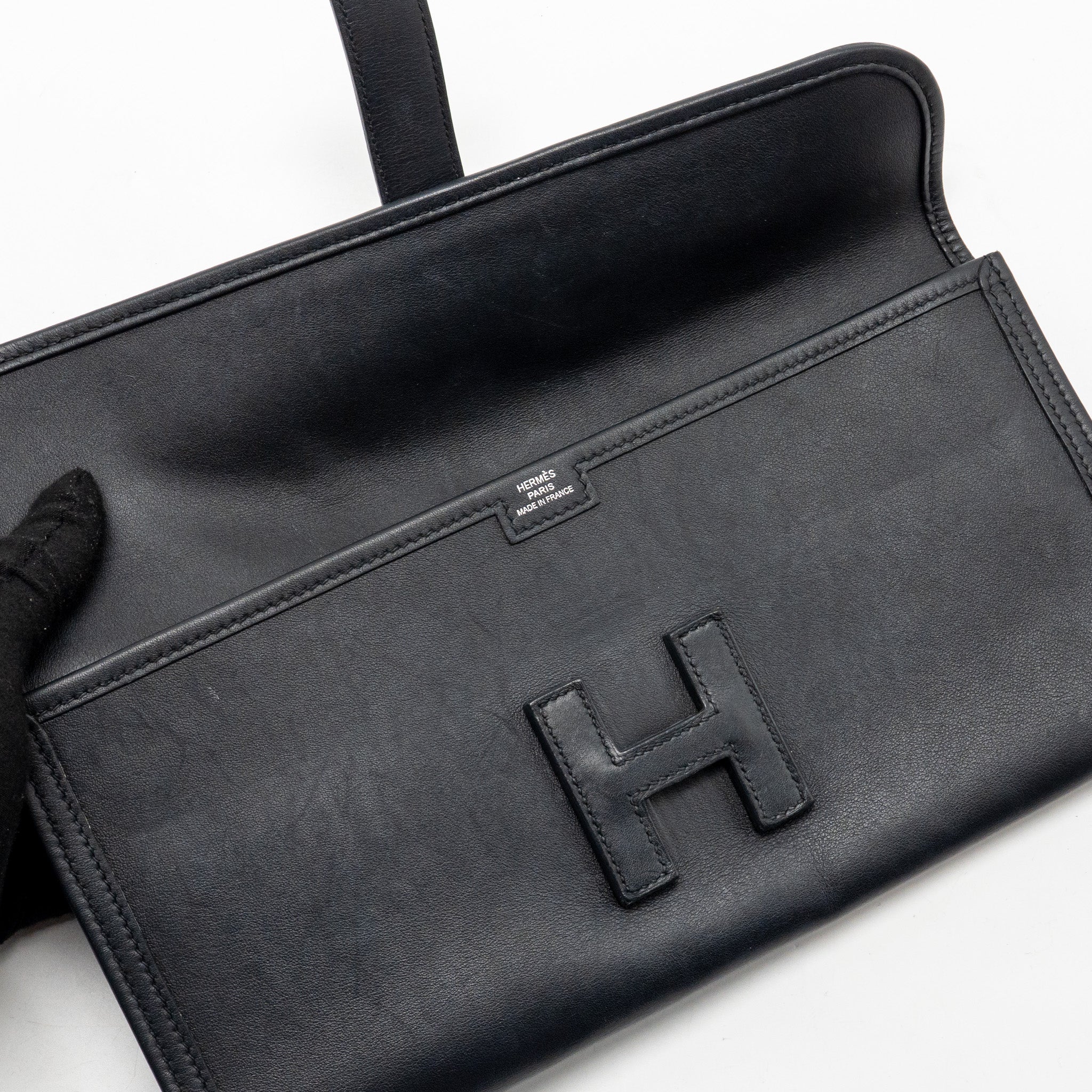 HERMES JIGE ELAN CLUTCH 29 SWIFT BLACK