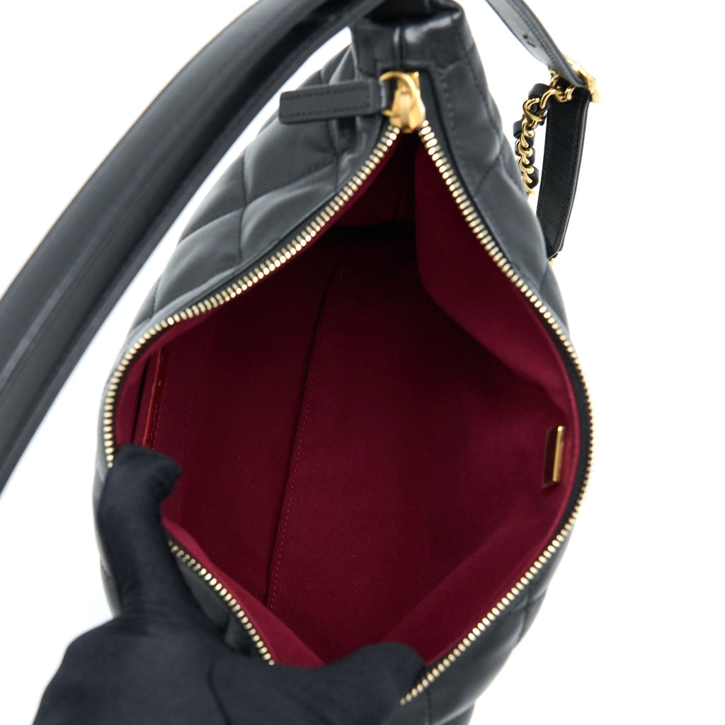 CHANEL 22B HOBO BAG LAMBSKIN BLACK GHW(MICROCHIP)