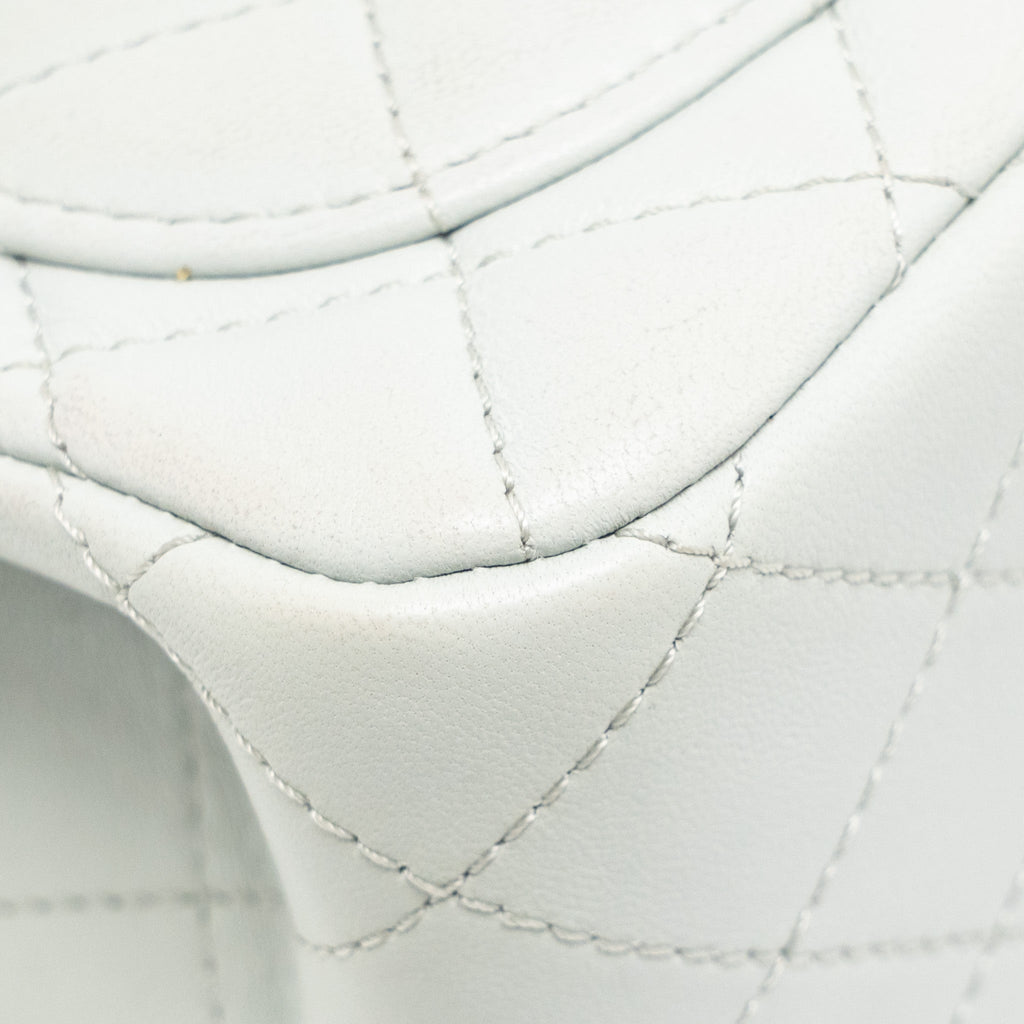 CHANEL CAMELLIA ADJUSTABLE CHAIN MINI SQUARE FLAP BAG LAMBSKIN LIGHT GREY GHW (MICROCHIP)