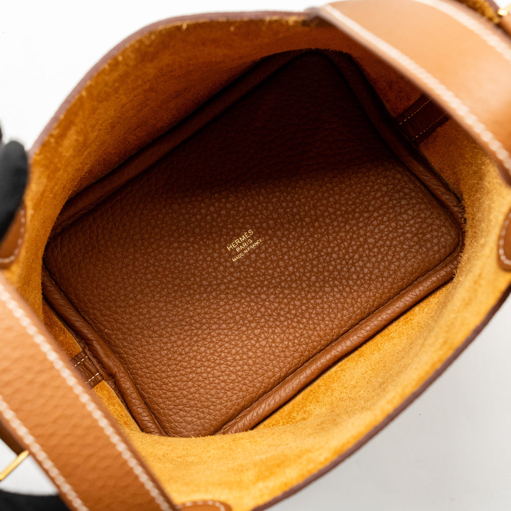HERMES PICOTIN 18 LOCK BAG CLEMENCE CALFSKIN GOLD GHW