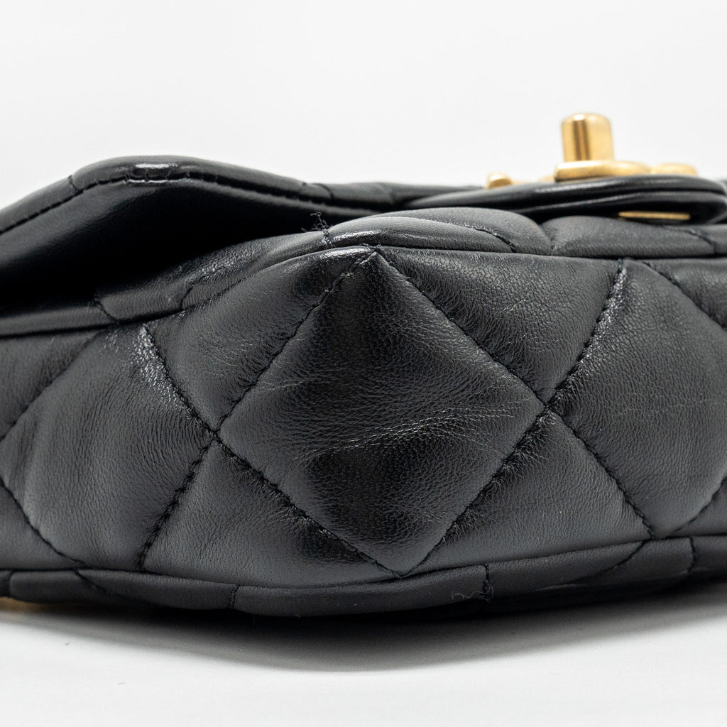 CHANEL MINI SQUARE FLAP BAG WITH GIANT CHAIN LAMBSKIN GHW (MICROCHIP)