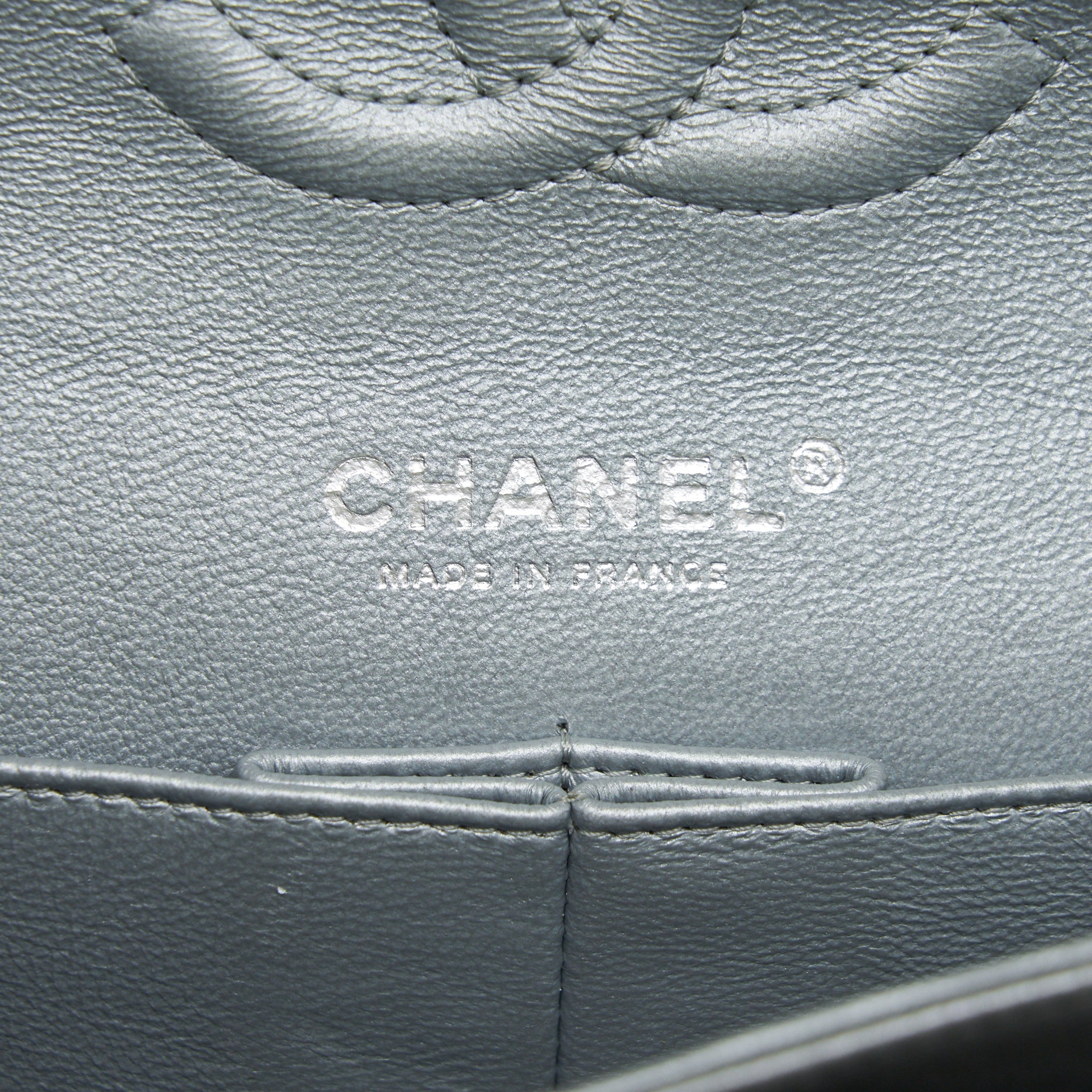 CHANEL MEDIUM CLASSIC FLAP BAG SILVER GREY SHW