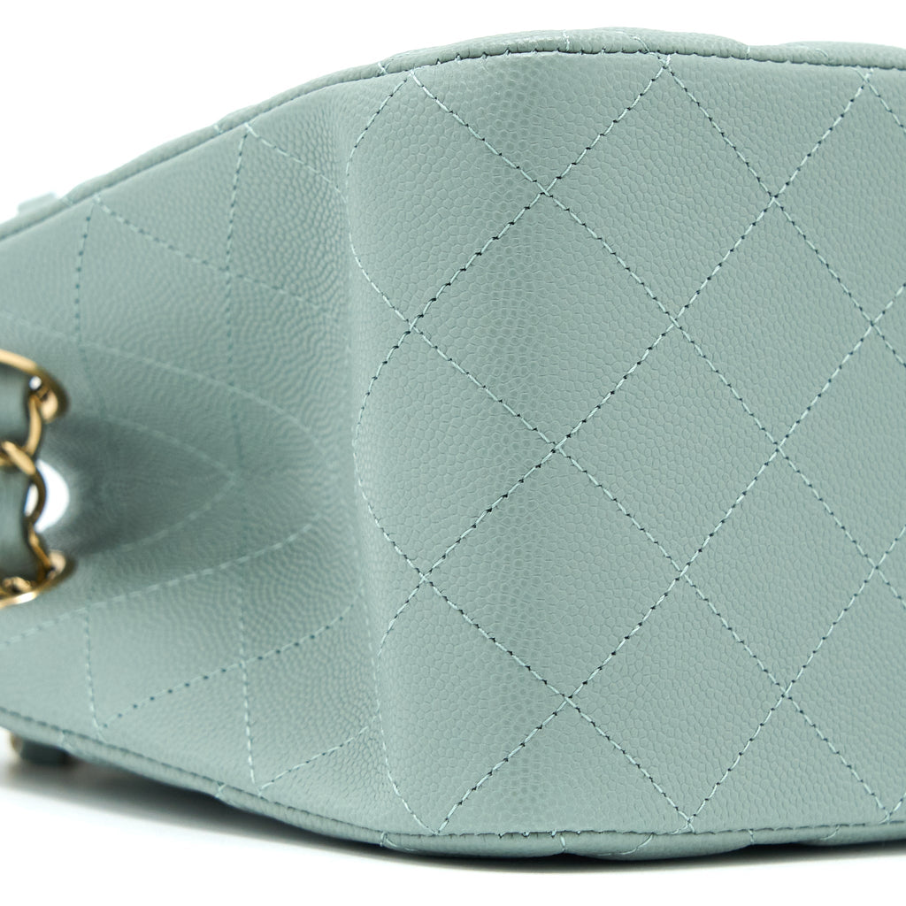CHANEL 23C MINI BUCKET CAVIAR LIGHT GREY LGHW (MICROCHIP)