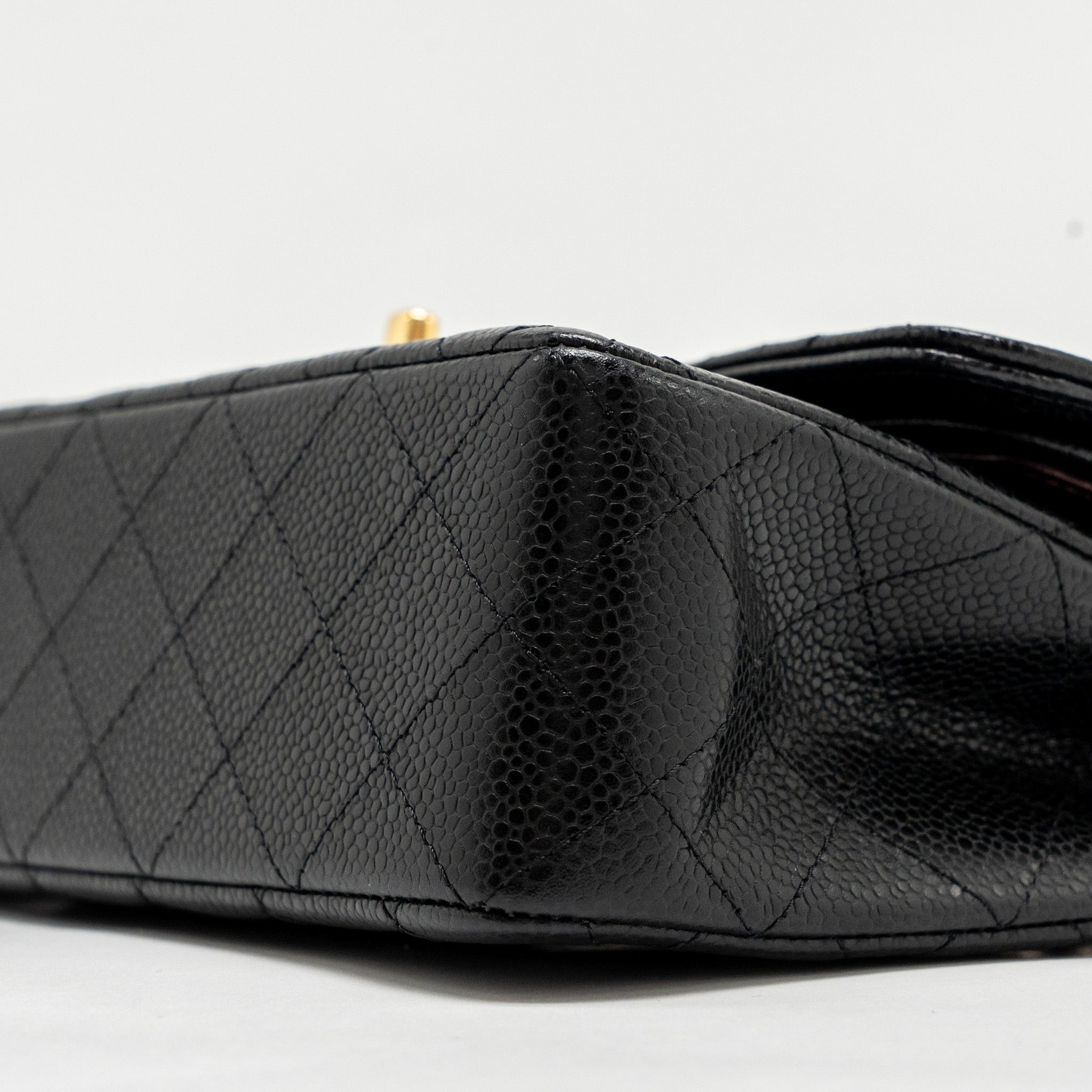 CHANEL SMALL CLASSIC DOUBLE FLAP BAG CAVIAR BLACK GHW (MICROCHIP)