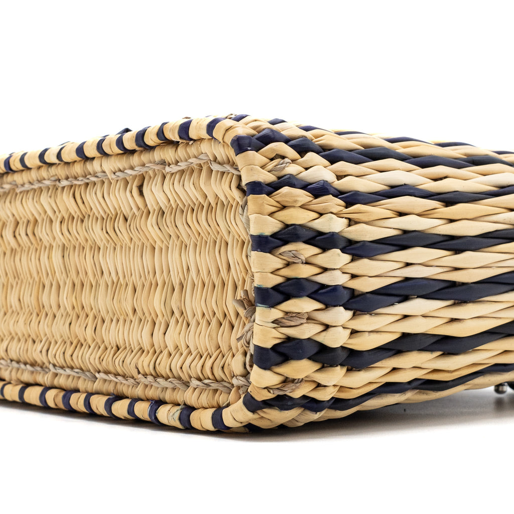 LOEWE PAULA'S IBIZA ANAGRAM BASKET BAG BROWN/MULTICOLOUR RAFFIA/LEATHER