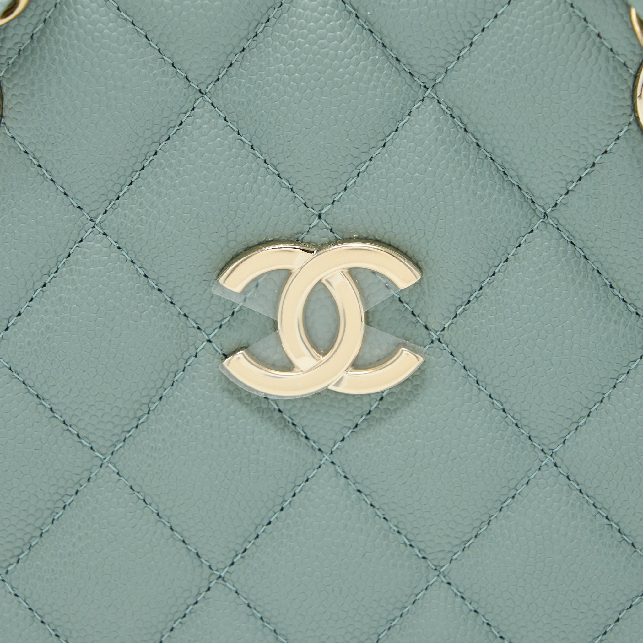 CHANEL 23C MINI BUCKET CAVIAR LIGHT GREY LGHW (MICROCHIP)