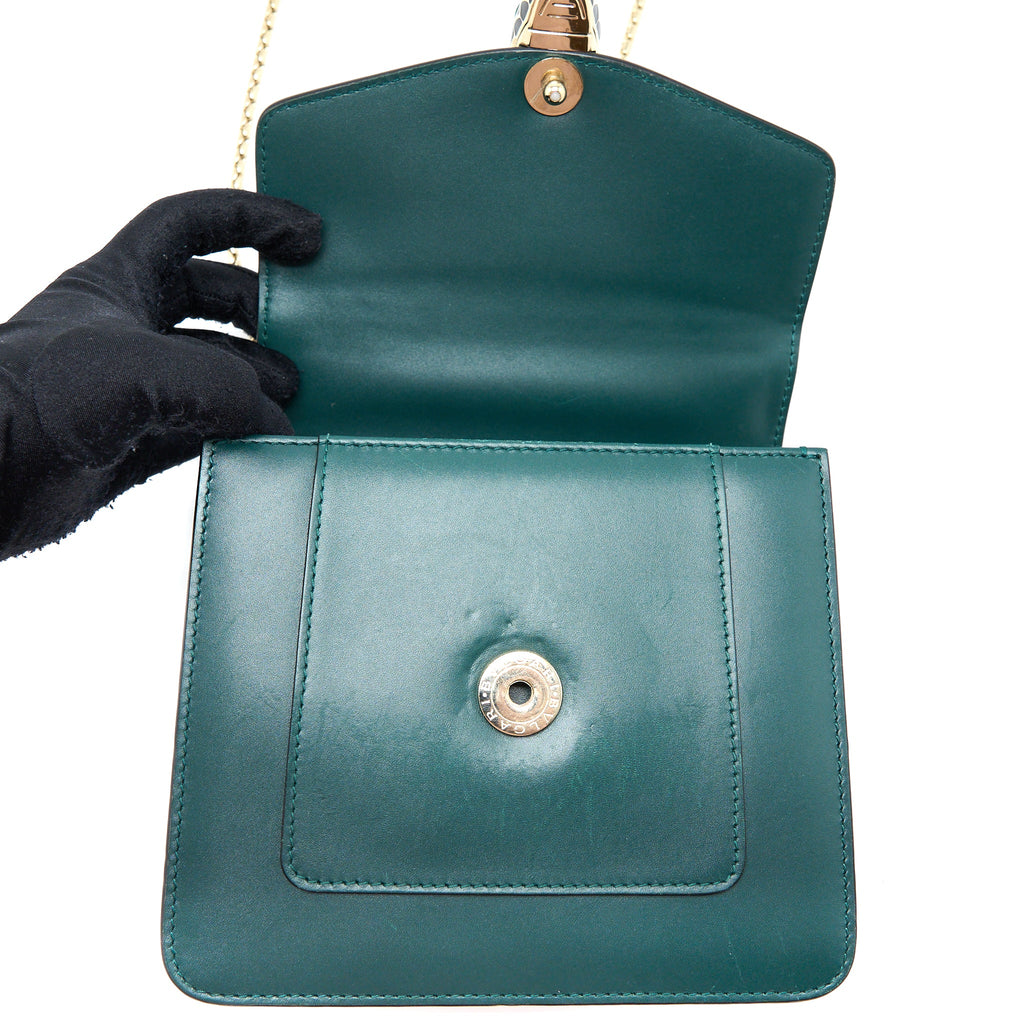 BVLGARI TOP HANDLE SERPENTI BAG CALFSKIN GREEN LGHW
