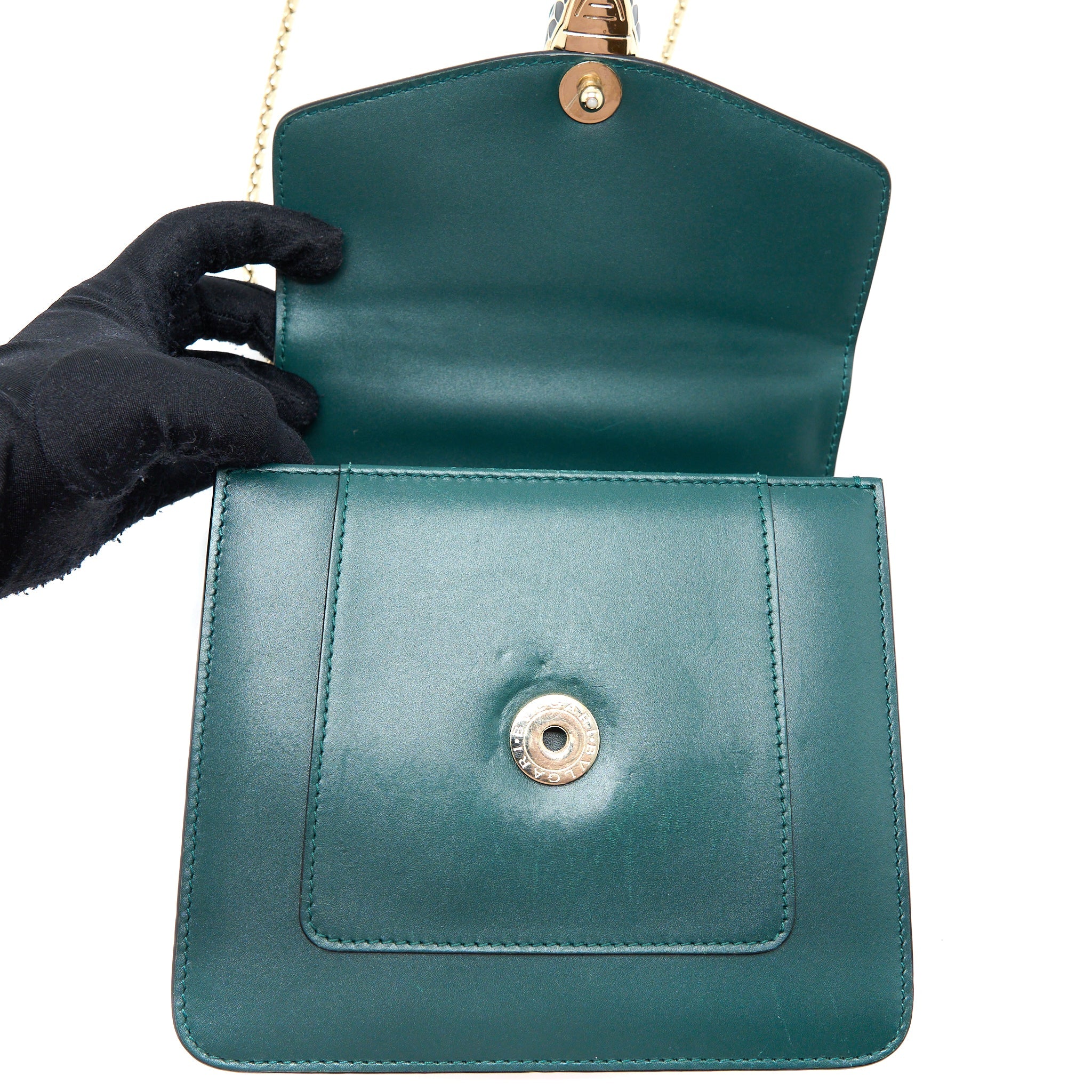 BVLGARI TOP HANDLE SERPENTI BAG CALFSKIN GREEN LGHW