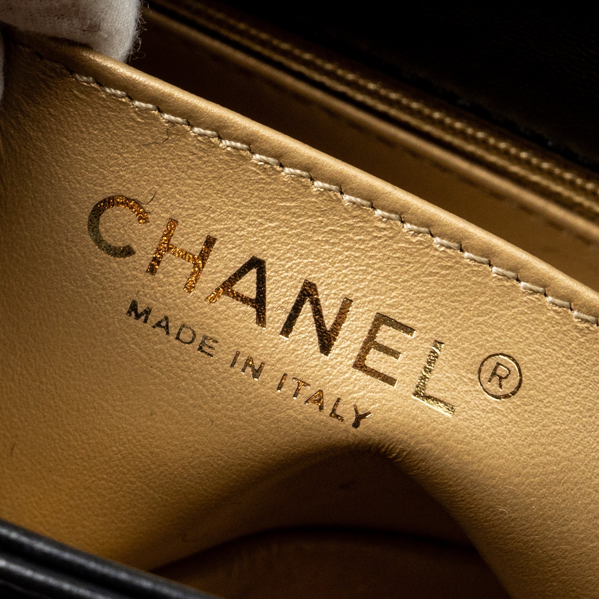 CHANEL PEARL CRUSH MINI SQUARE FLAP BAG LAMBSKIN BLACK GHW (MICROCHIP)
