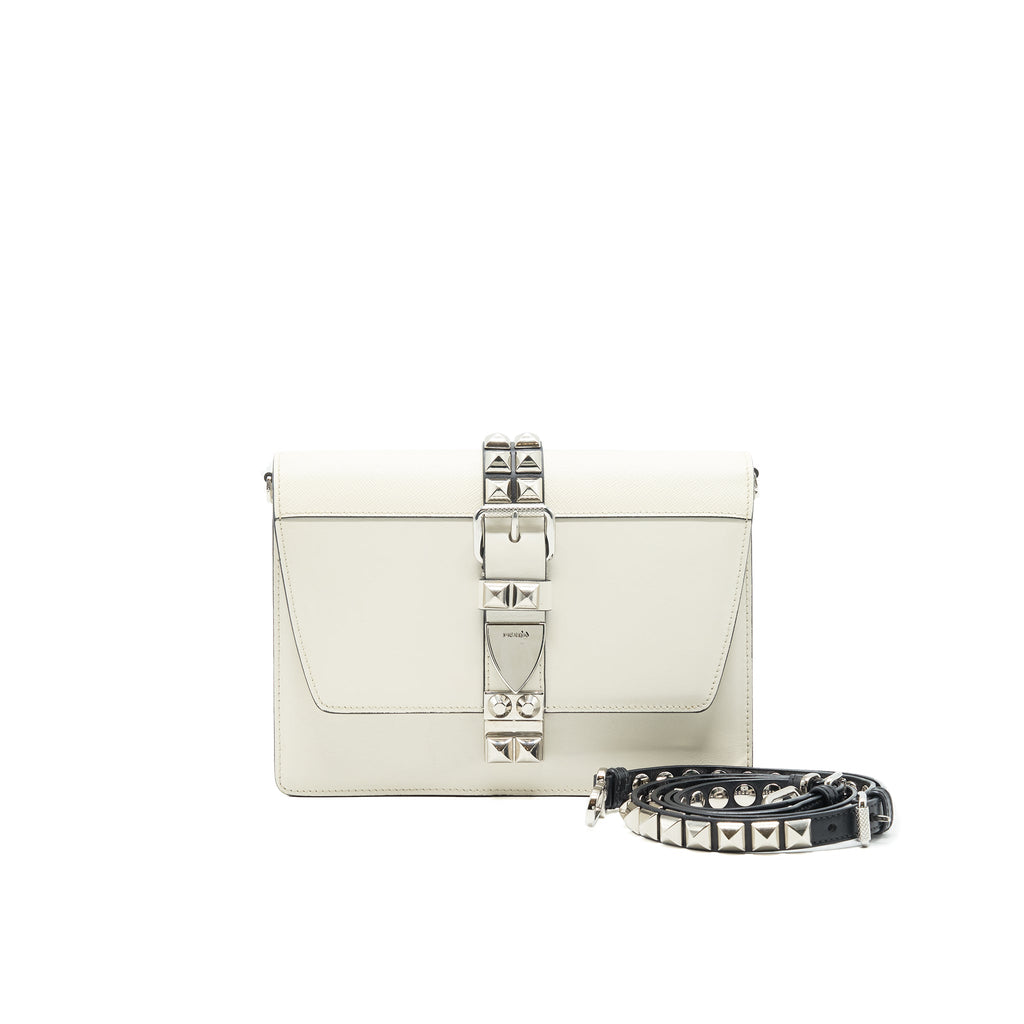 PRADA WOMAN'S MESSANGER BAG WHITE WITH SHW