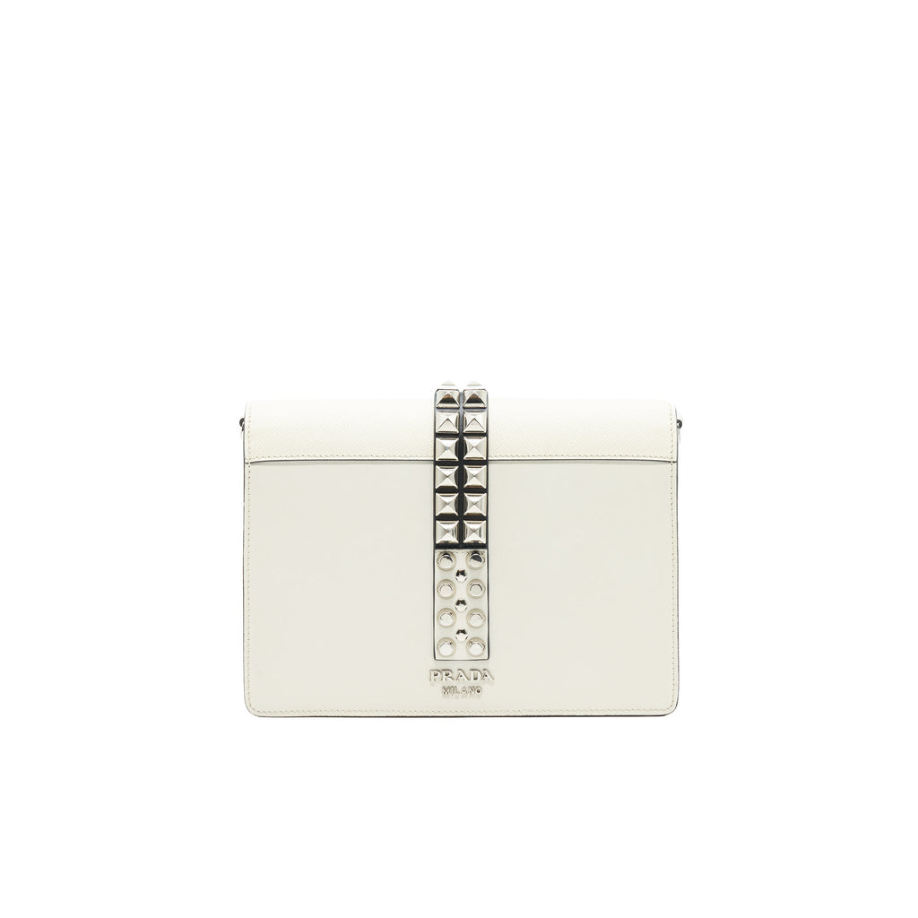 PRADA WOMAN'S MESSANGER BAG WHITE WITH SHW