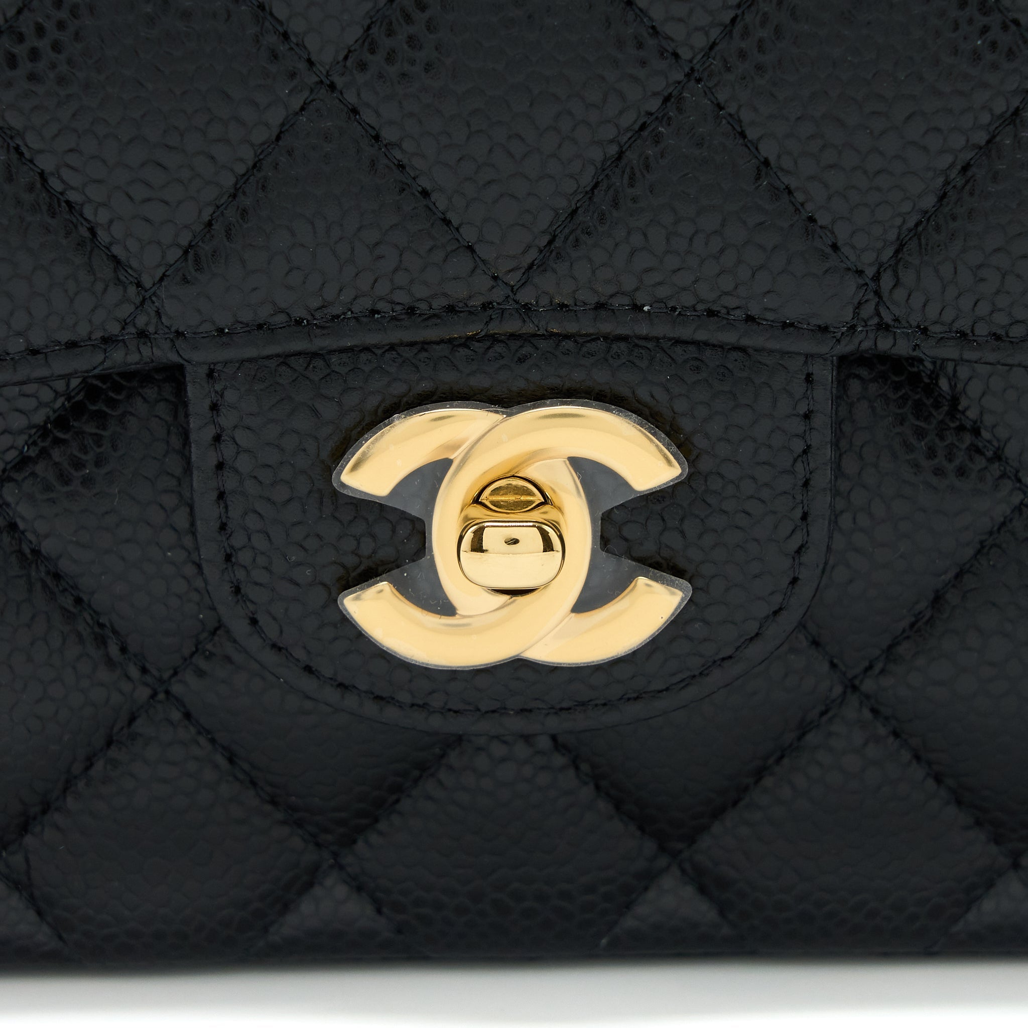 CHANEL SMALL CLASSIC FLAP BAG CAVIAR BLACK GHW (MICROCHIP)