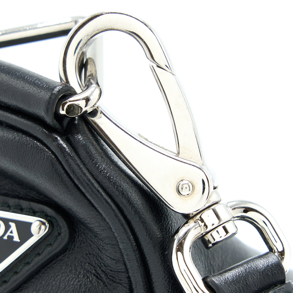 PRADA TRIANGLE LEATHER SHOULDER BAG BLACK SHW