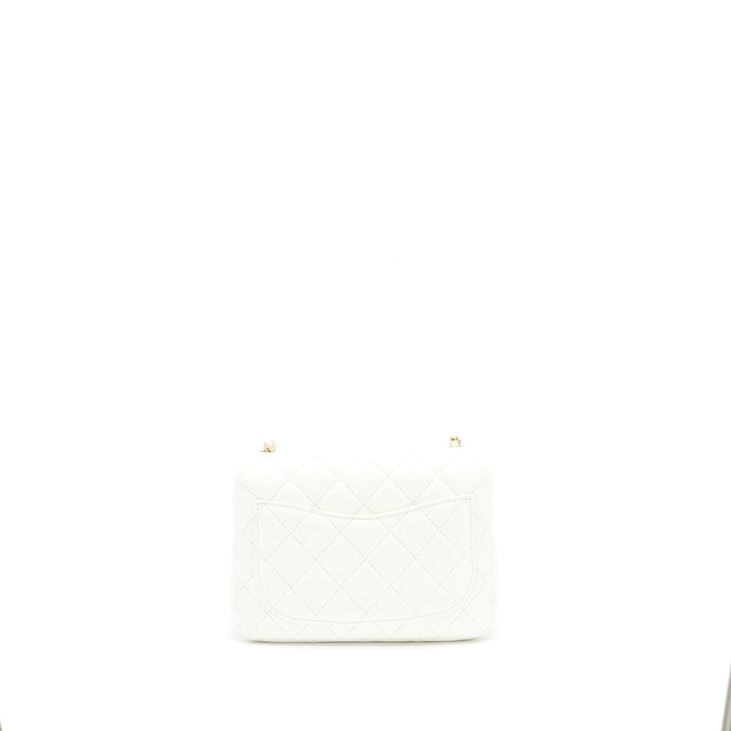 CHANEL PEARL CRUSH MINI SQUARE FLAP BAG WHITE GHW