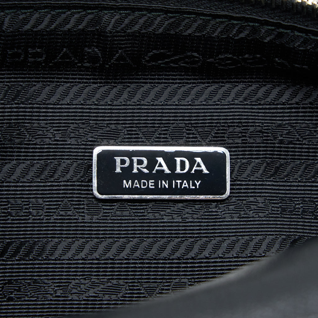 PRADA TRIANGLE LEATHER SHOULDER BAG BLACK SHW