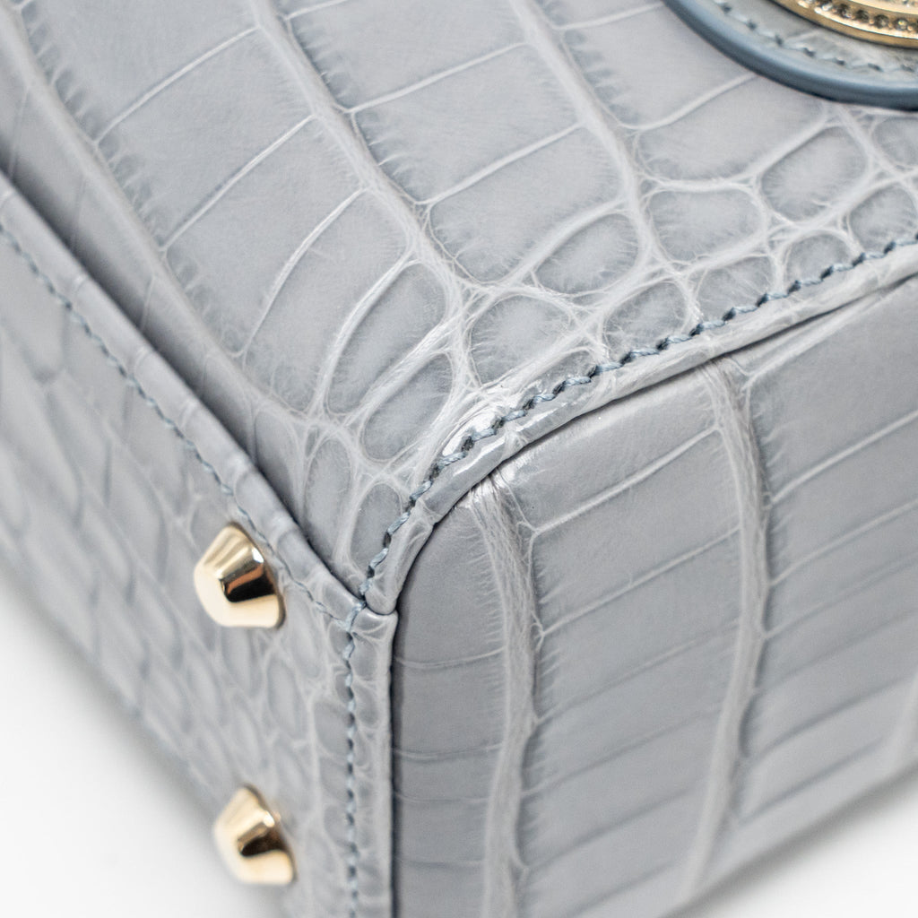 DIOR MINI LADY DIOR ALLIGATOR MISSISSIPPIENSIS GREY LGHW