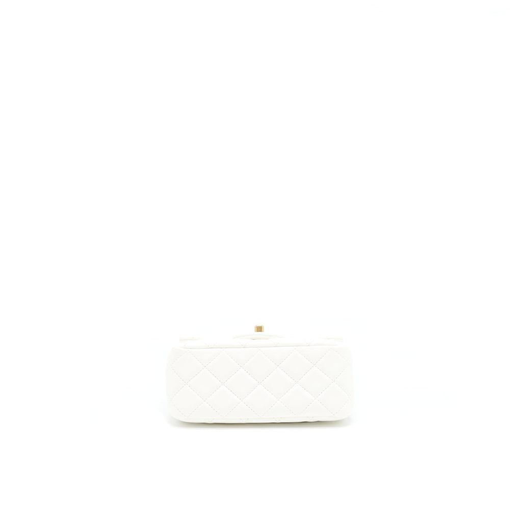CHANEL PEARL CRUSH MINI SQUARE FLAP BAG WHITE GHW