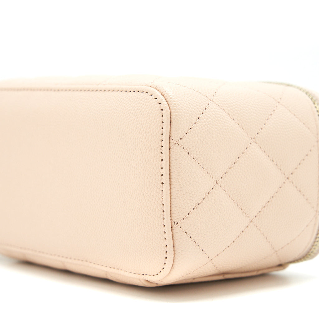 CHANEL 22C LONG VANITY WITH CHAIN CAVIAR BEIGE LGHW