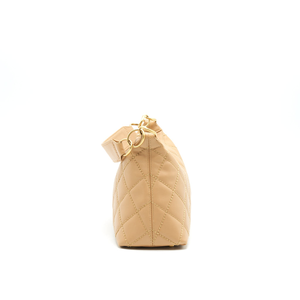 CHANEL VINTAGE QUILTED BEIGE SHOULDER BAG