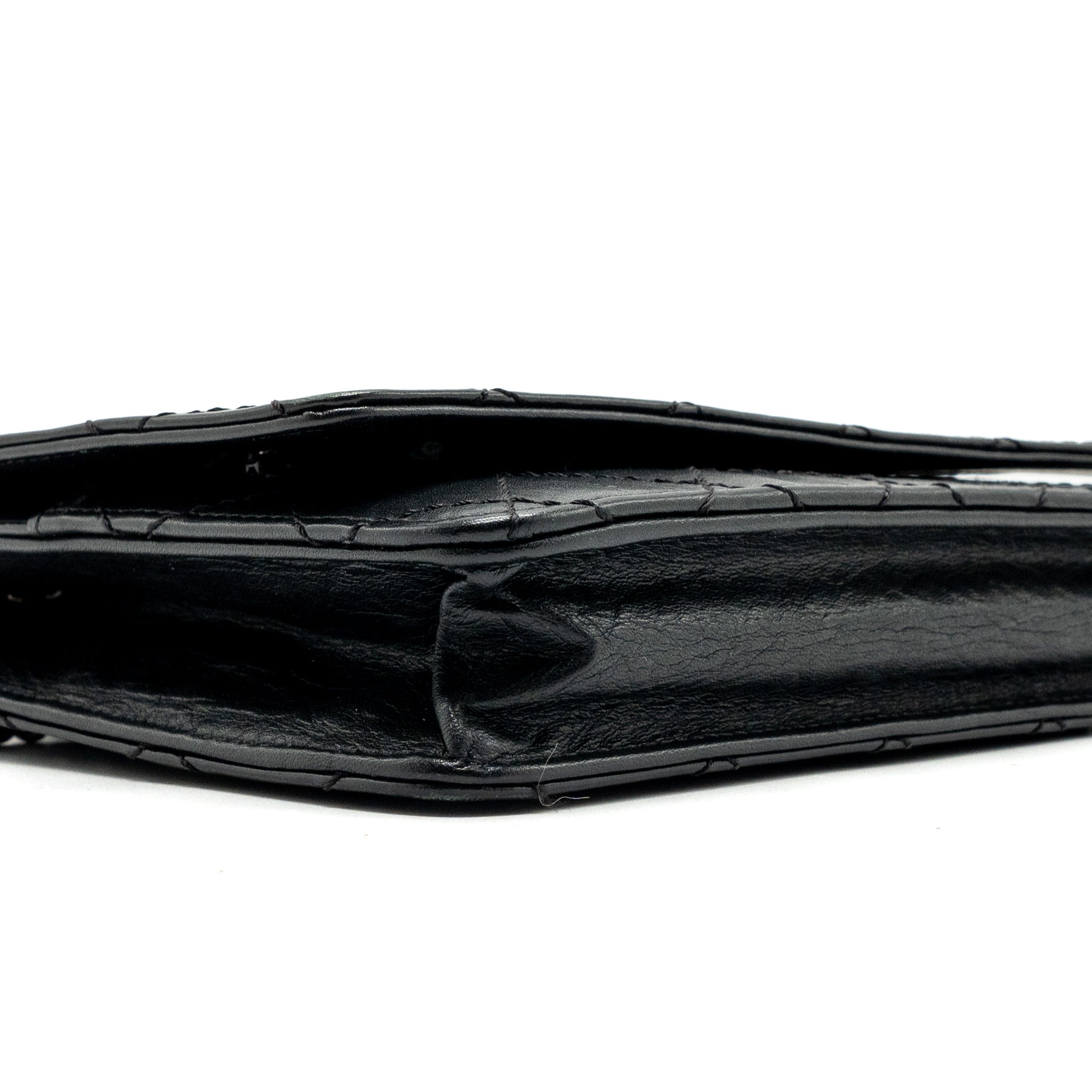 CHANEL 2.55 REISSUE WALLET ON CHAIN CALFSKIN BLACK RUTHENIUM HARDWARE