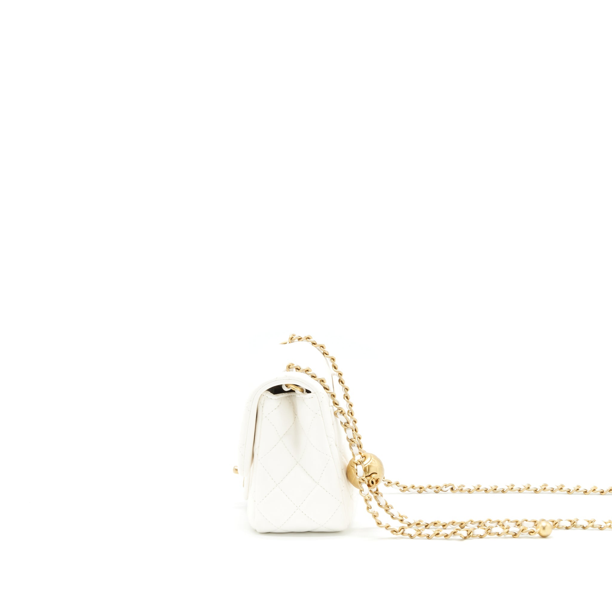 CHANEL PEARL CRUSH MINI SQUARE FLAP BAG WHITE GHW