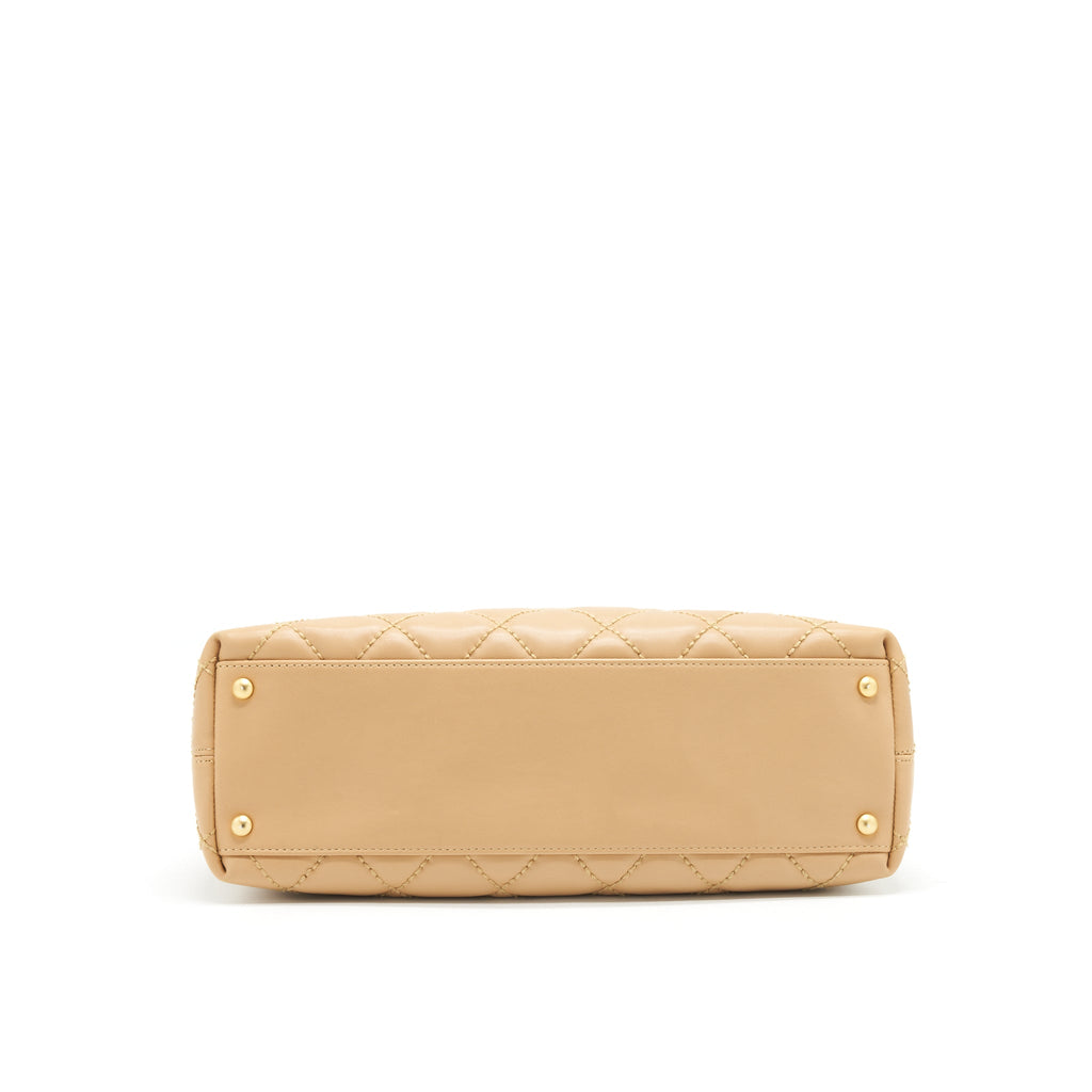 CHANEL VINTAGE QUILTED BEIGE SHOULDER BAG