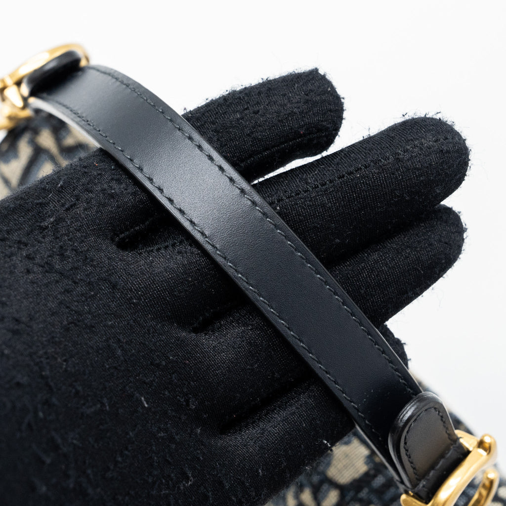 DIOR MINI SADDLE BAG BLUE OBLIQUE JACQUARD GHW