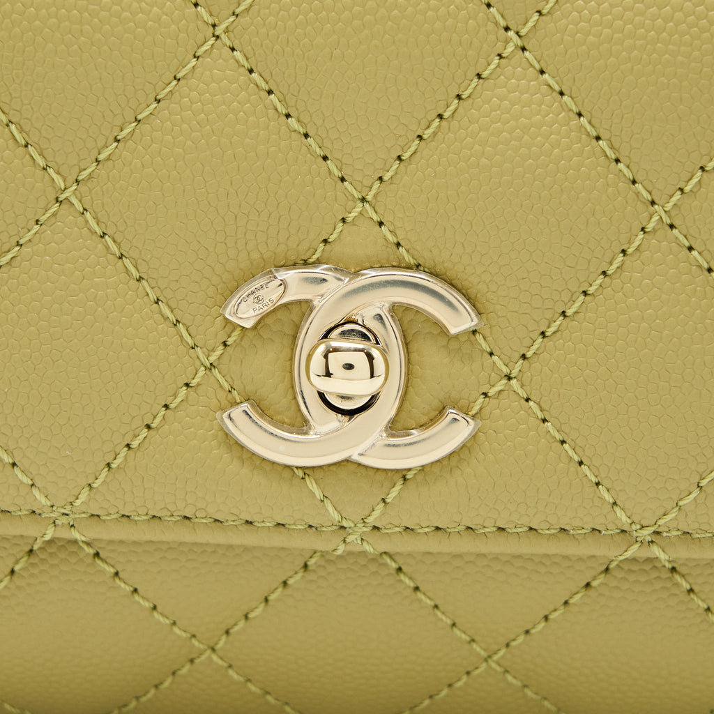 CHANEL EXTRA MINI COCO HANDLE CAVIAR GREEN LGHW (MICROCHIP)