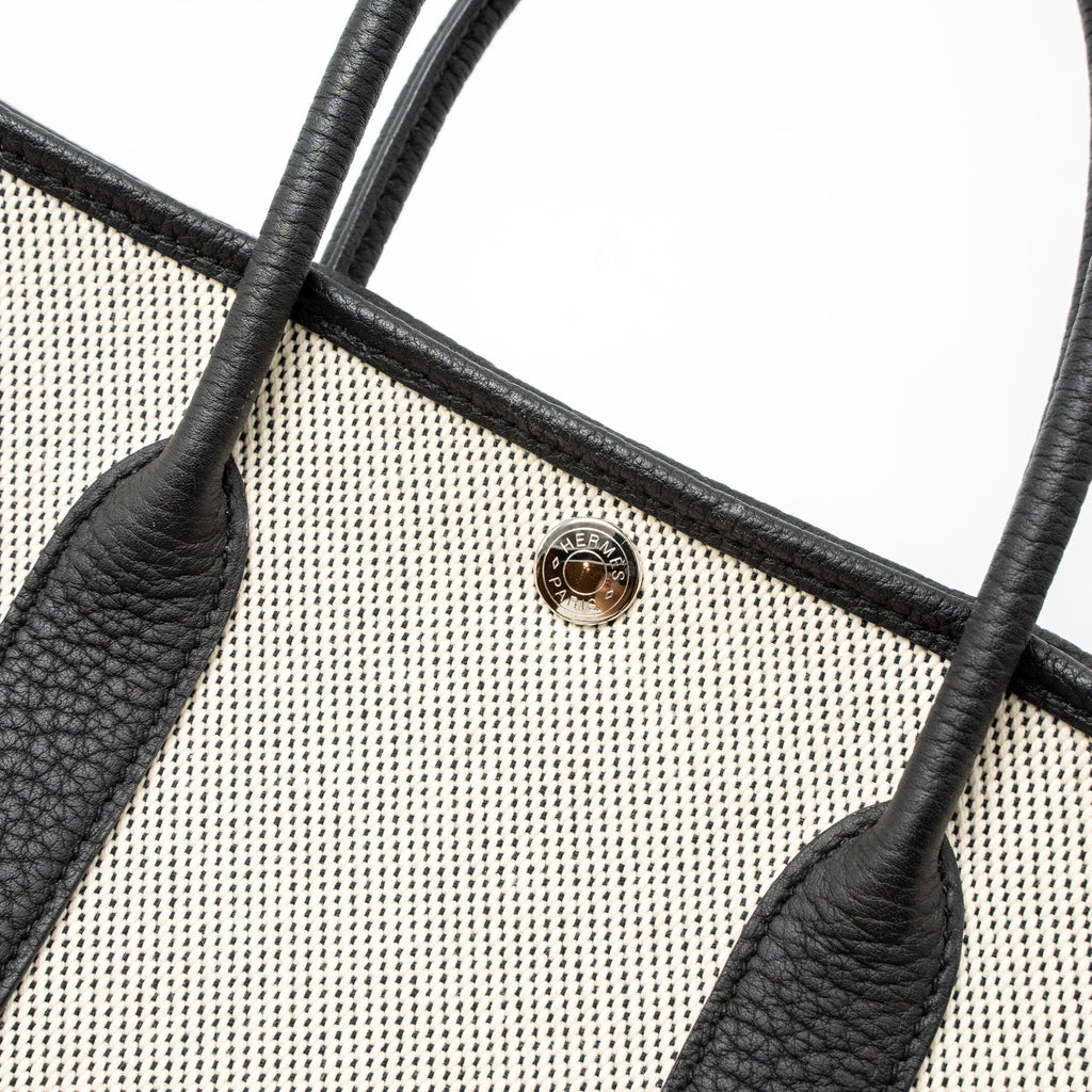 HERMES GARDEN PARTY 30 CANVAS/NEGONDA ECRU/BLACK SHW