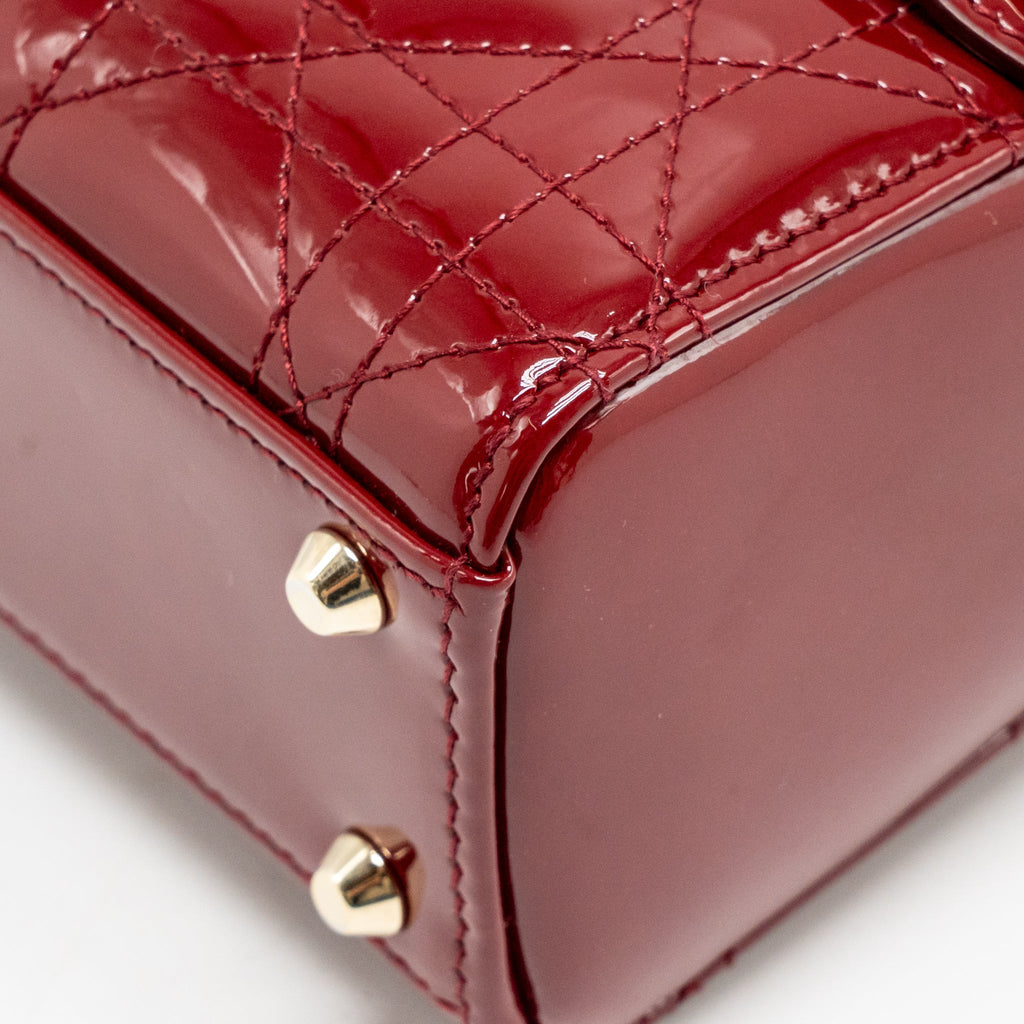DIOR MINI LADY DIOR PATENT RED GHW