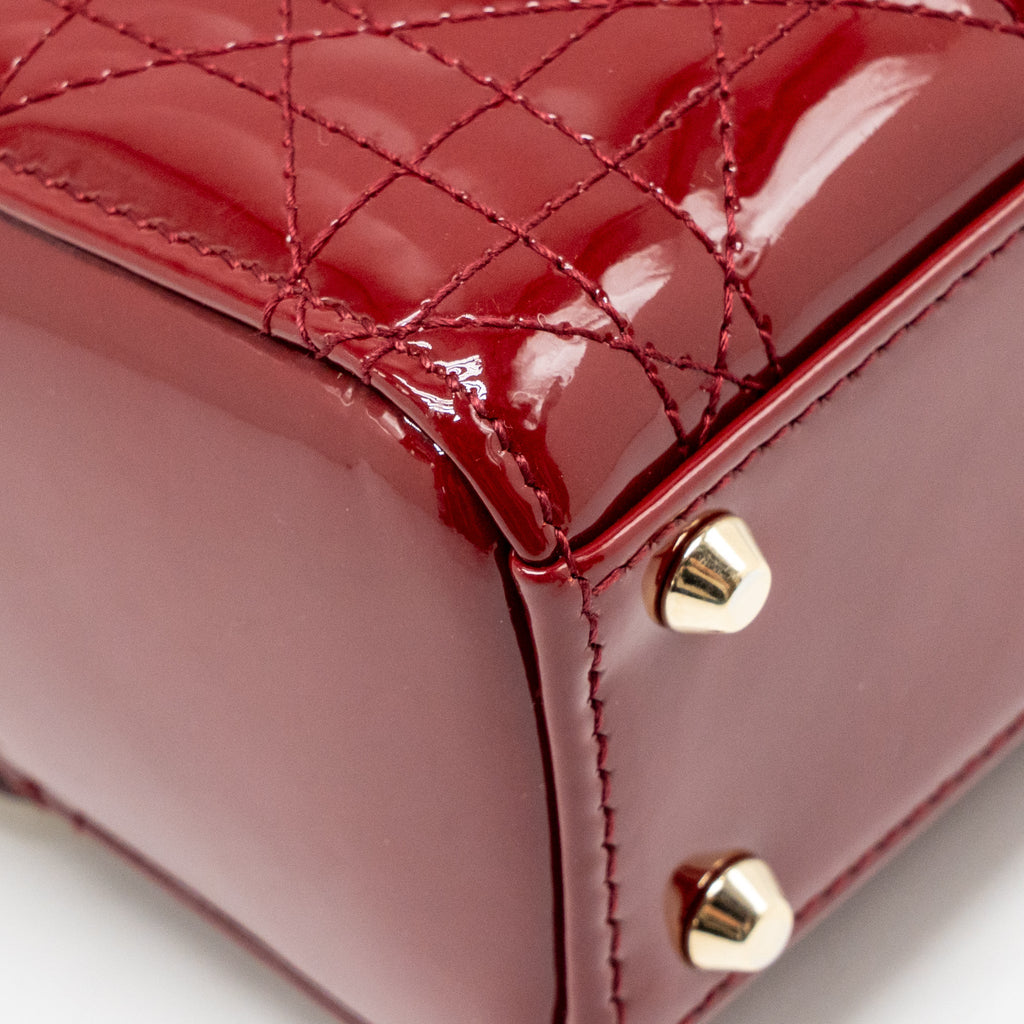 DIOR MINI LADY DIOR PATENT RED GHW