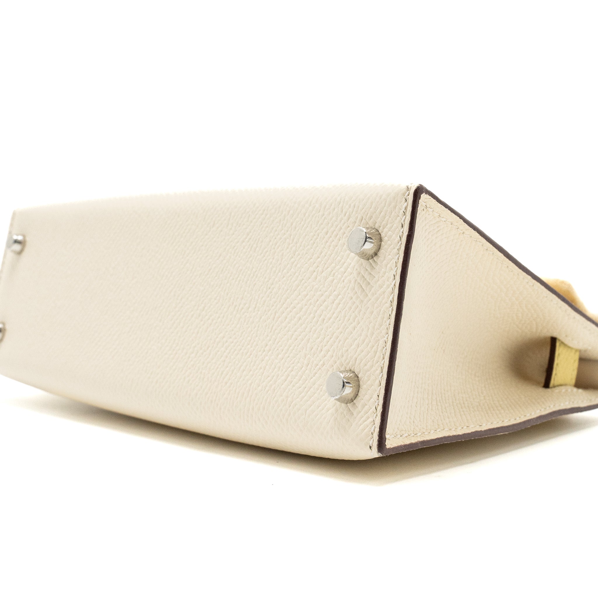 HERMES MINI KELLY II EPSOM NATA/JAUNE POUSSIN/SESAME SHW