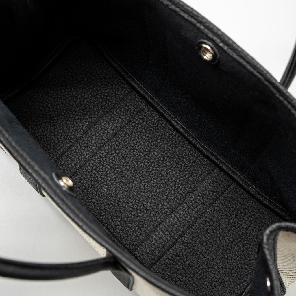 HERMES GARDEN PARTY 30 CANVAS/NEGONDA ECRU/BLACK SHW