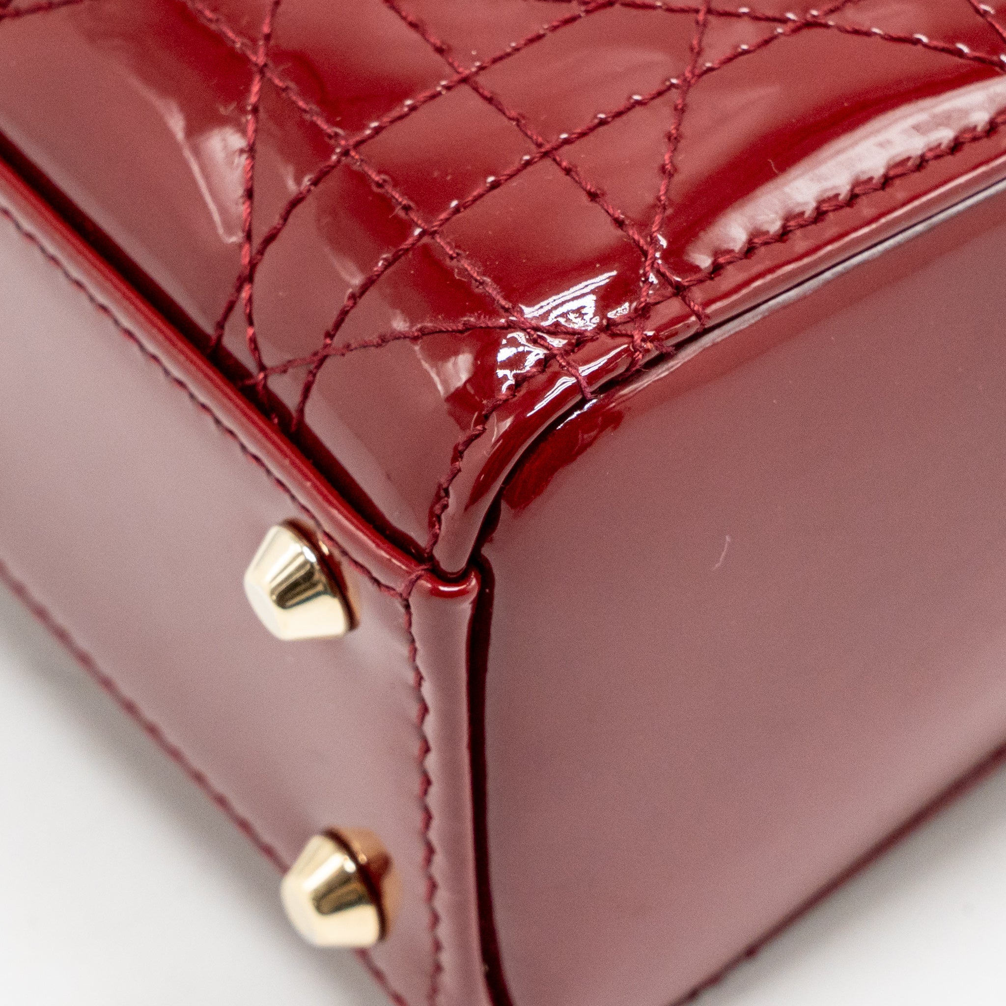 DIOR MINI LADY DIOR PATENT RED GHW